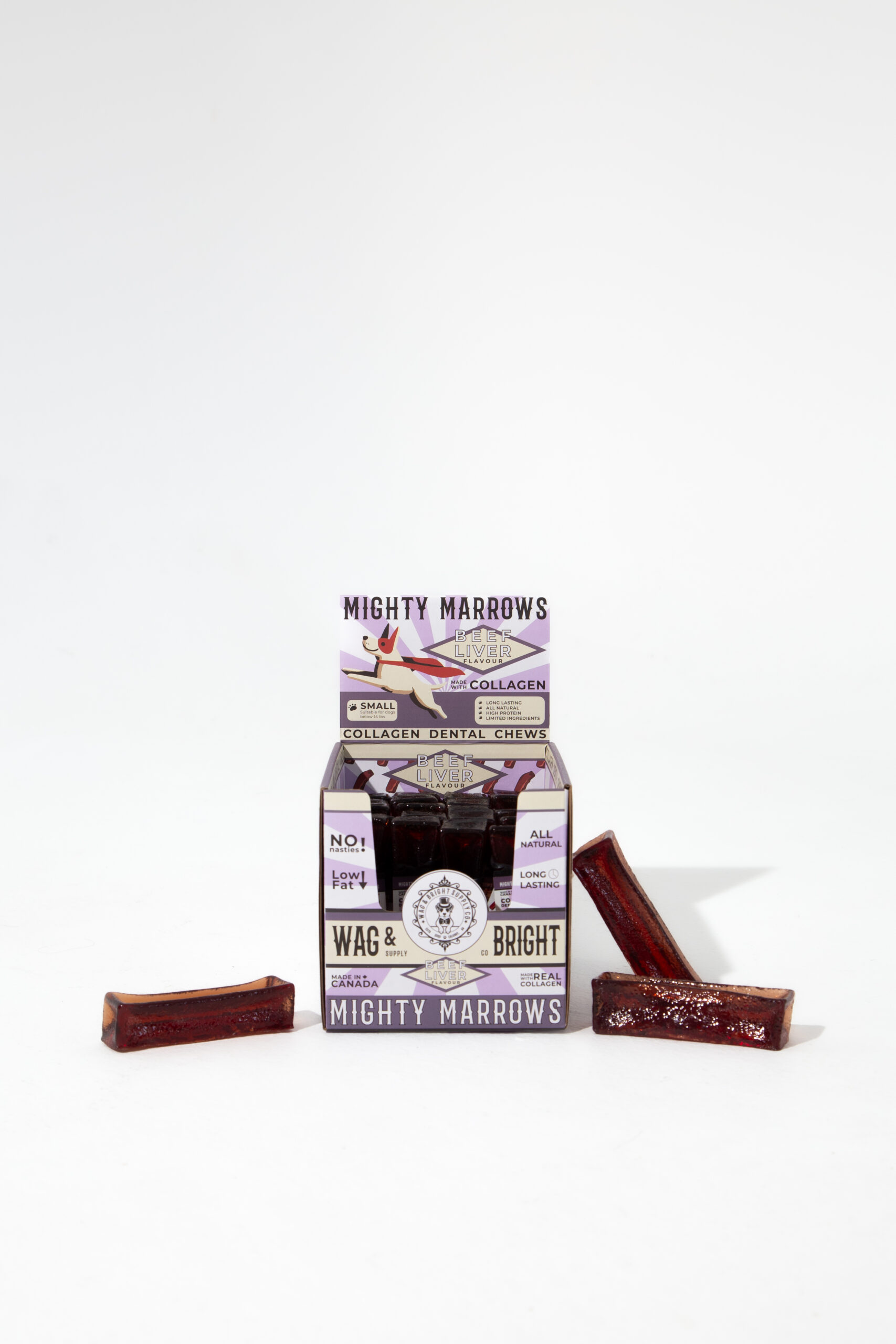 Wag & Bright Supply Co. Mighty Marrows Collagen Dental Chews Beef Liver Small Case (24 Units)