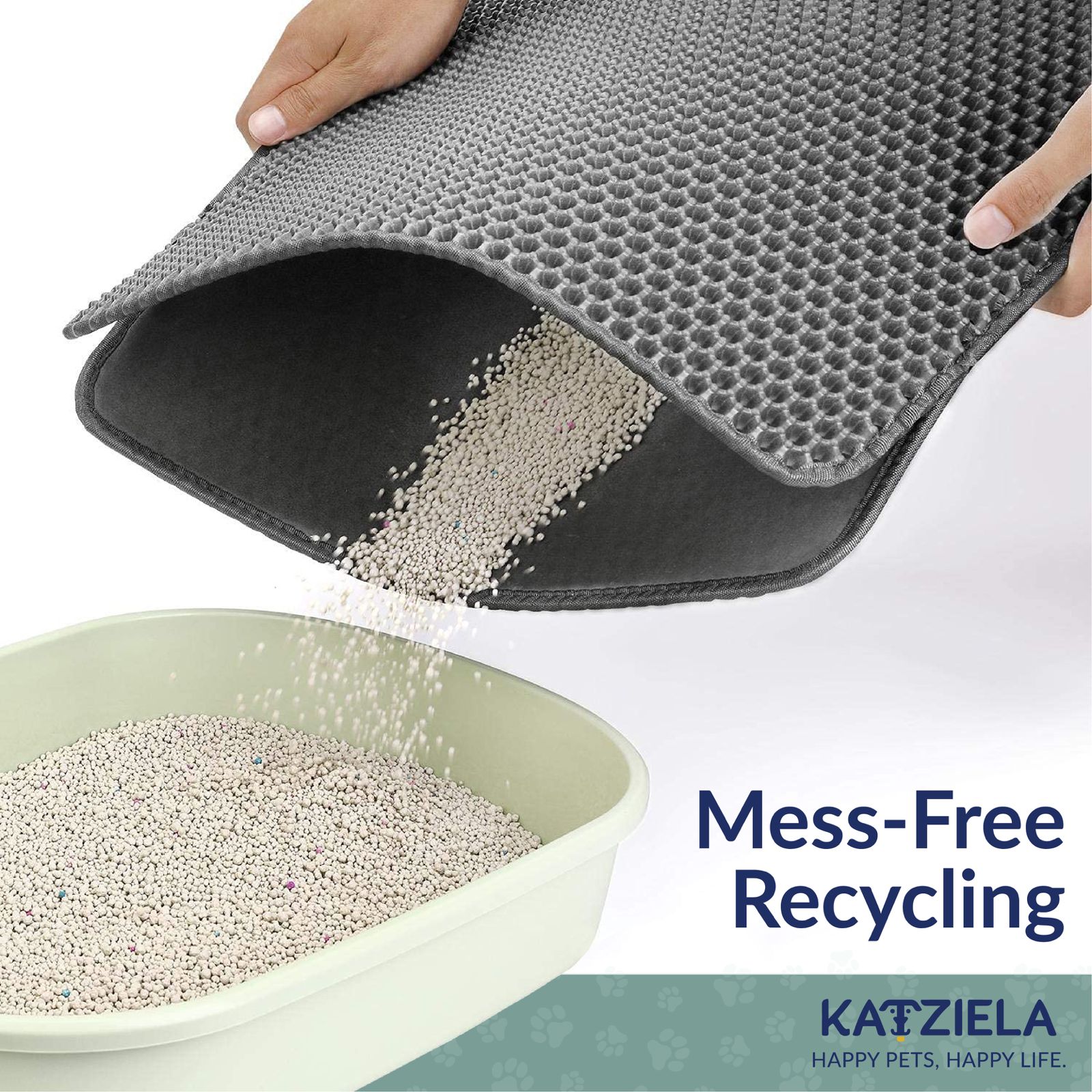 MeowLitter Mat–24"x15" Double Layer Honeycomb Cat Litter Mat, EVA Foam,Waterproof & Urine-Proof, Anti-Tracking, Easy Clean, Grey - Image 5