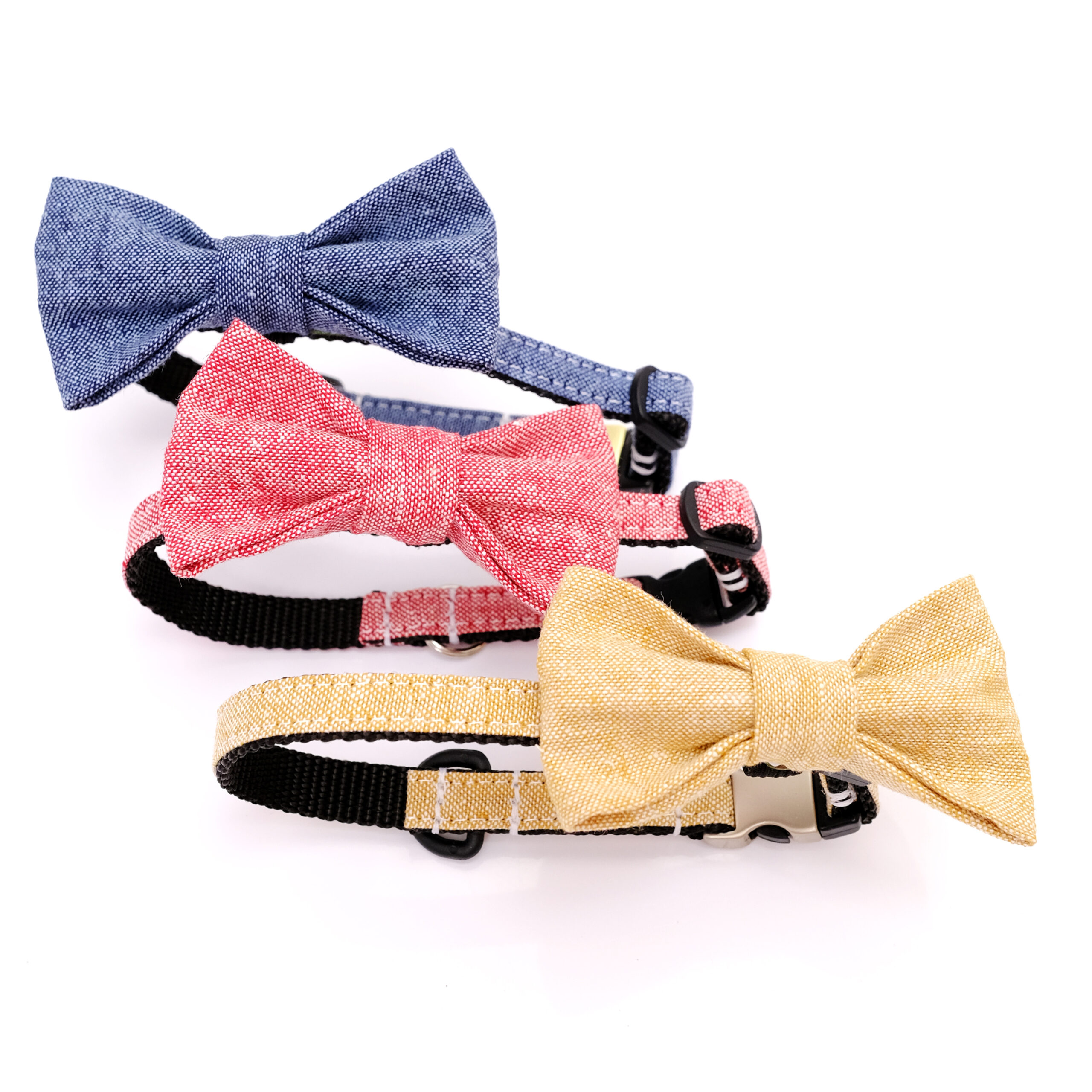 Breakaway Linen Bow Tie Cat Collar Set