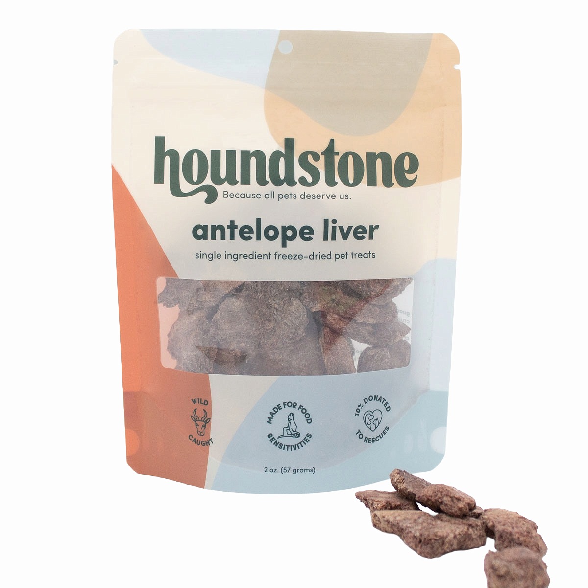 houndstone freeze dried dog treats in antelope liver dog treat flavor. Hypoallergenic dog treats.