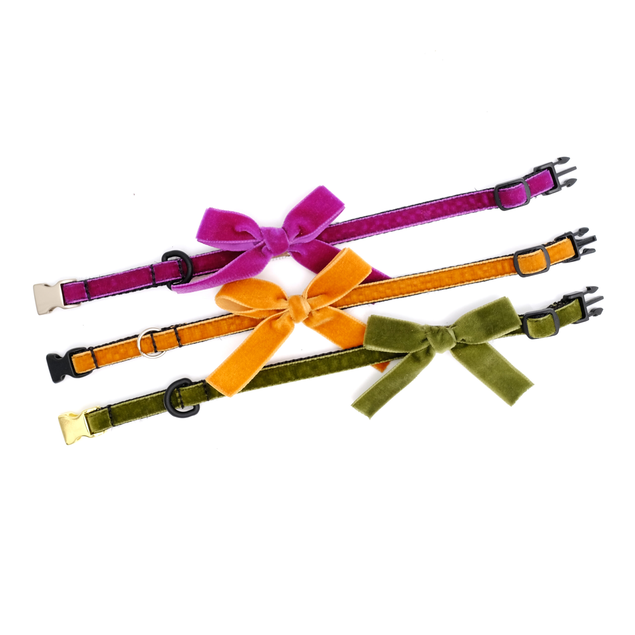 Velvet Bow Small Dog Collar Puppy or Cat Collar Set