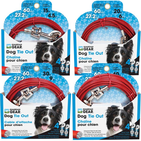 Guardian Gear Large Vinyl Coated Cable Tie-Outs with Springs