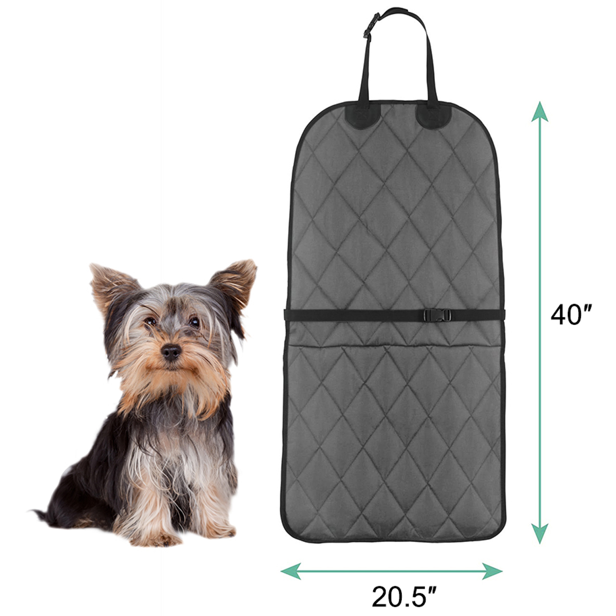 GOOPAWS Quilted Scratchproof Dog Front Car Seat Cover, Grey, 40''L - Image 3