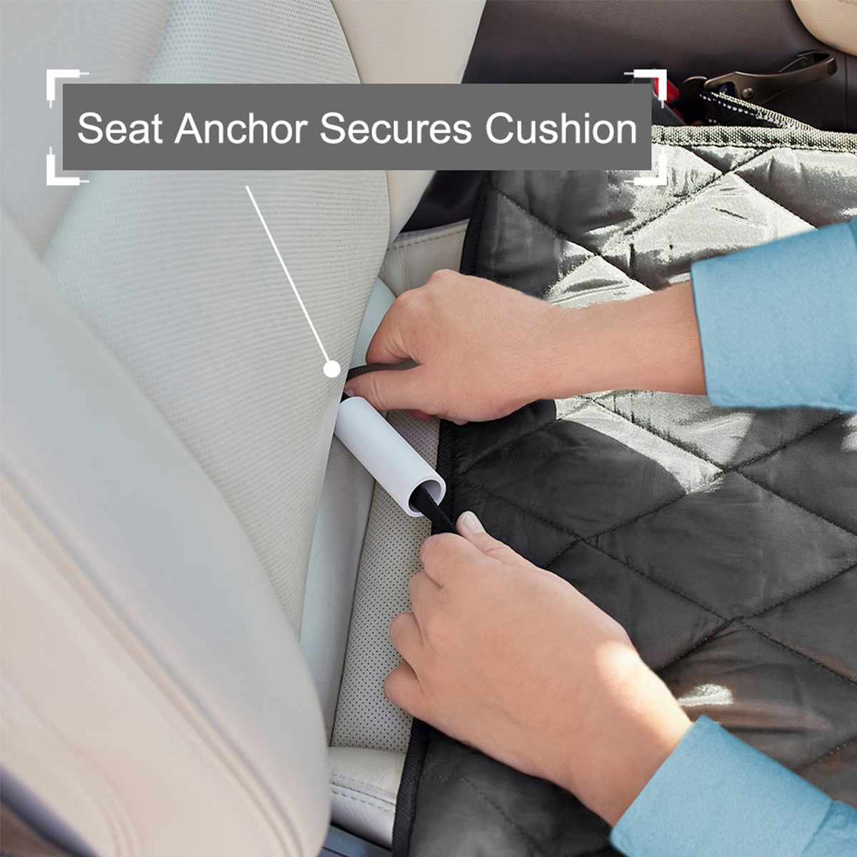GOOPAWS Quilted Scratchproof Dog Front Car Seat Cover, Grey, 40''L - Image 4