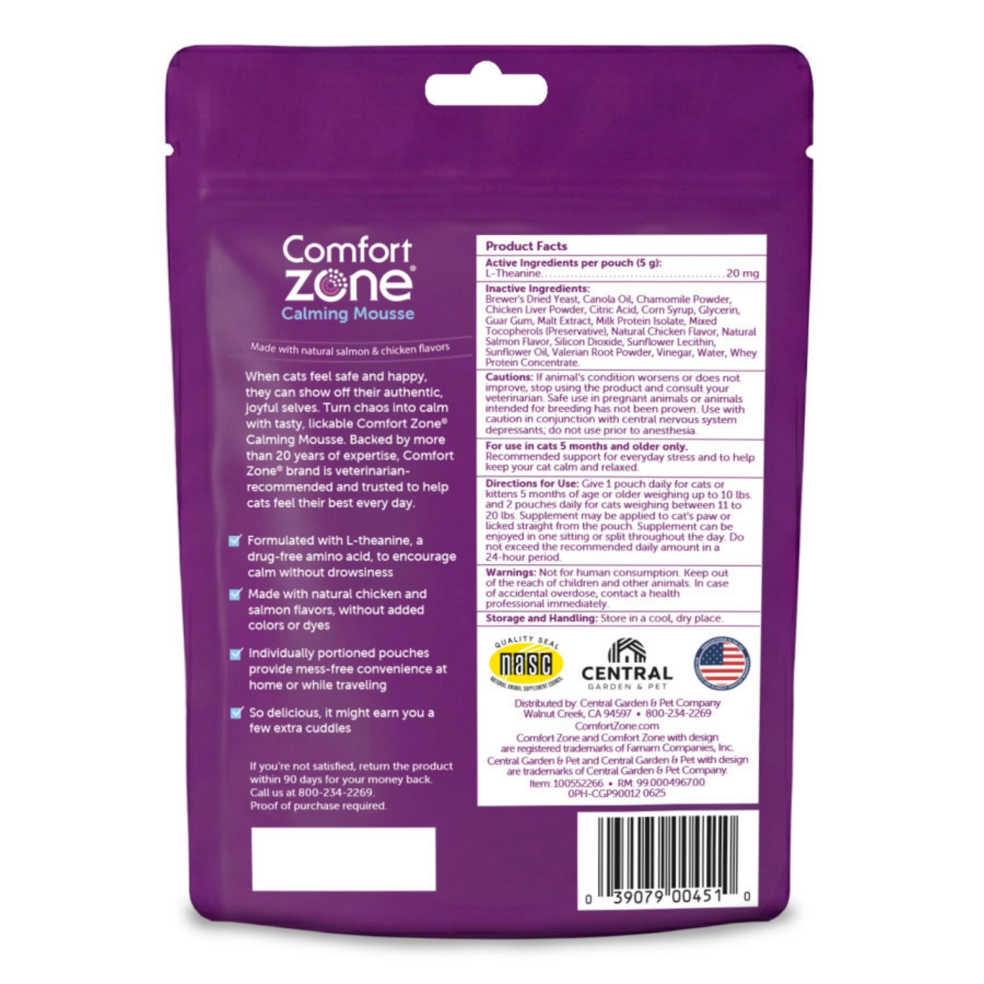 Comfort Zone Cat Calming Mousse; Lickable Cat Calming Supplement; Helps Support Calm for Everyday and Situational Stress; Drug-Free, Single Serve Pouches Cat Calming Mousse, 1ea/12 ct - Image 2