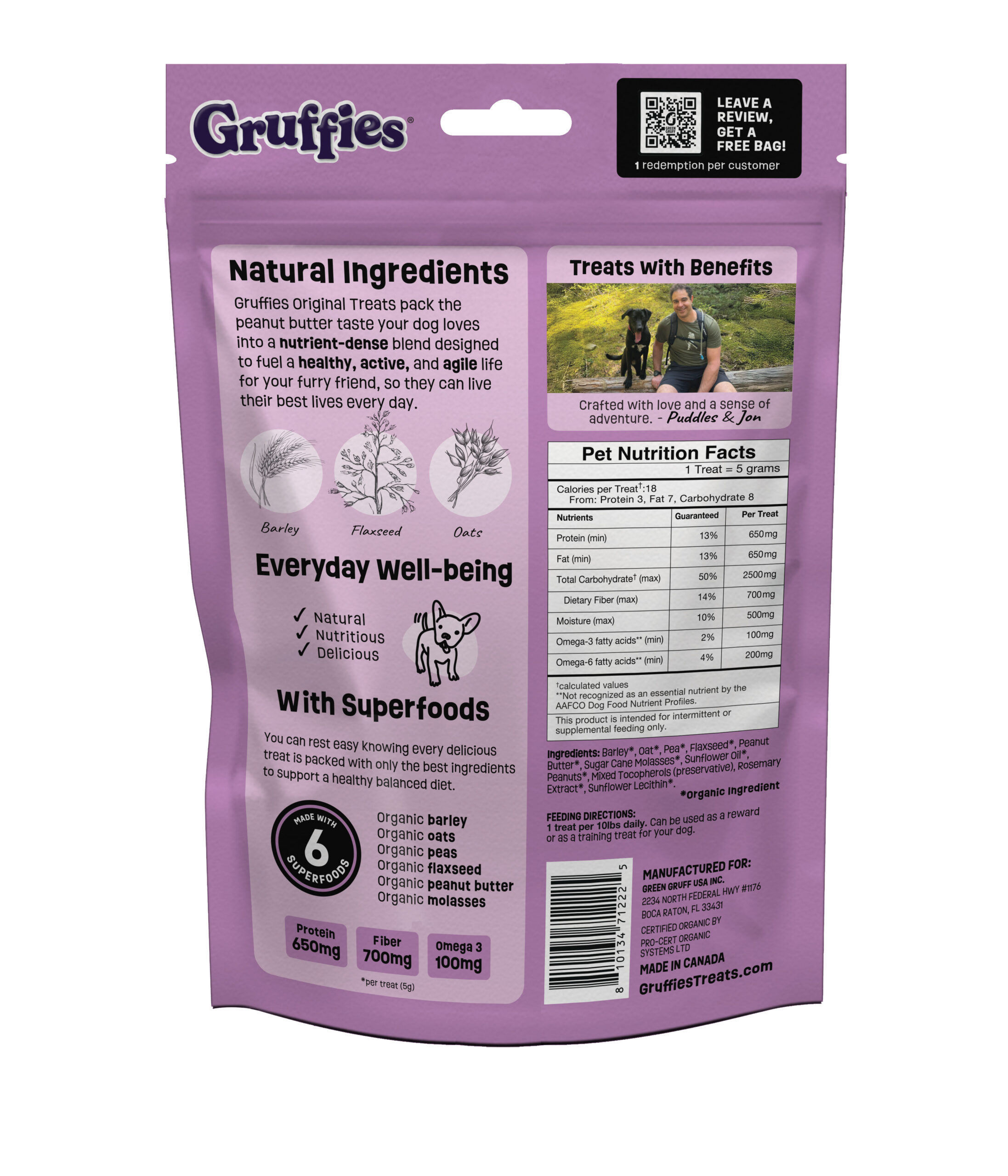 Gruffies Original Dog Treats 6 Oz Bags (Pack of 6) - Image 2