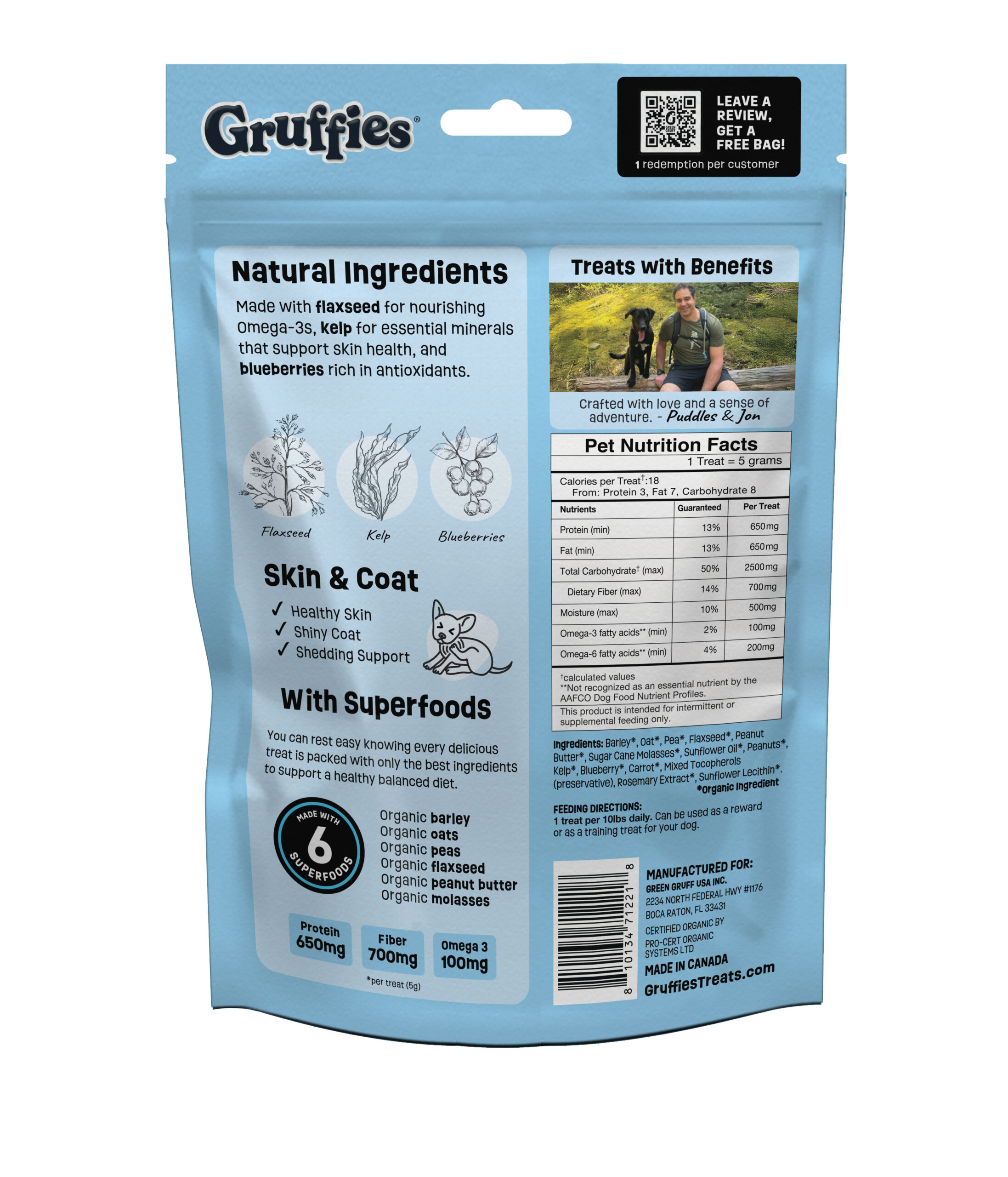 Gruffies Skin & Coat Dog Treats 6 Oz Bags (Pack of 6) - Image 2