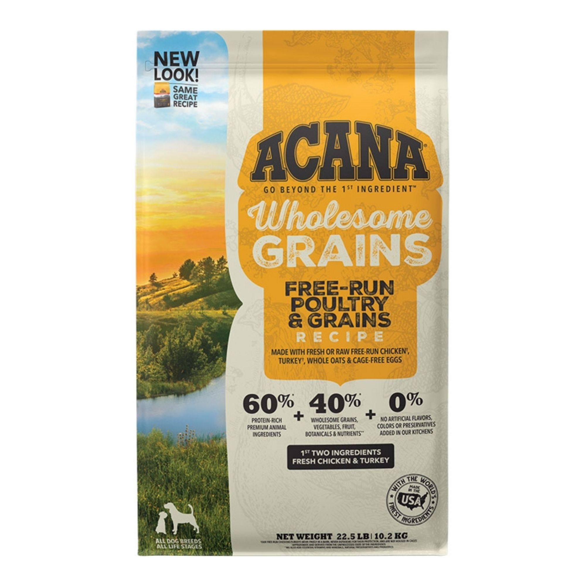 Acana Dog Wholesome Grains Free Run Poultry + Grains 22.5Lbs