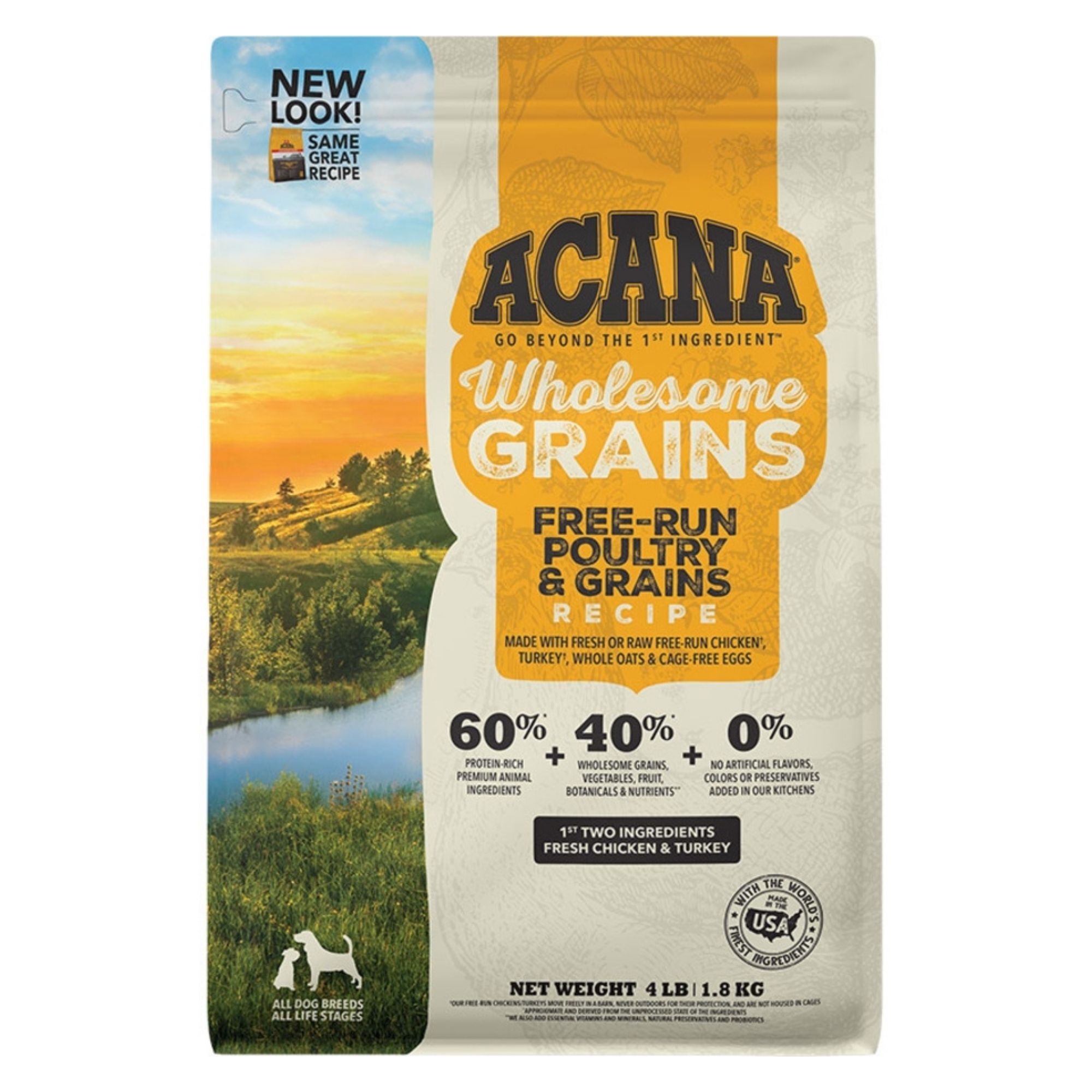 Acana Dog Wholesome Grains Free Run Poultry + Grains 4Lbs
