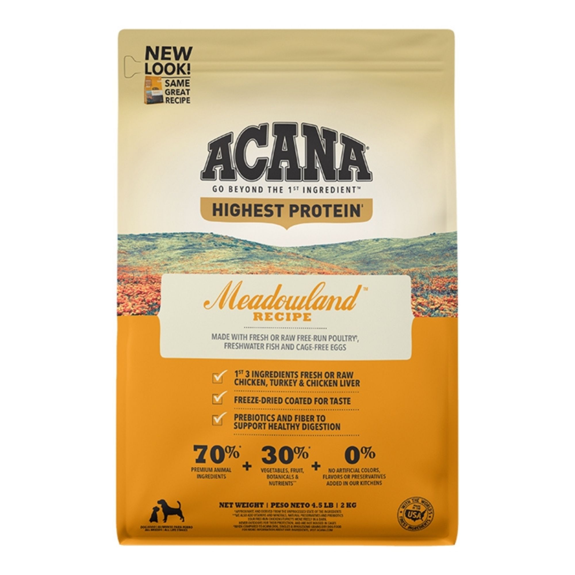 Acana Dog Grain Free Highest Protein Meadowlands 4.5Lbs