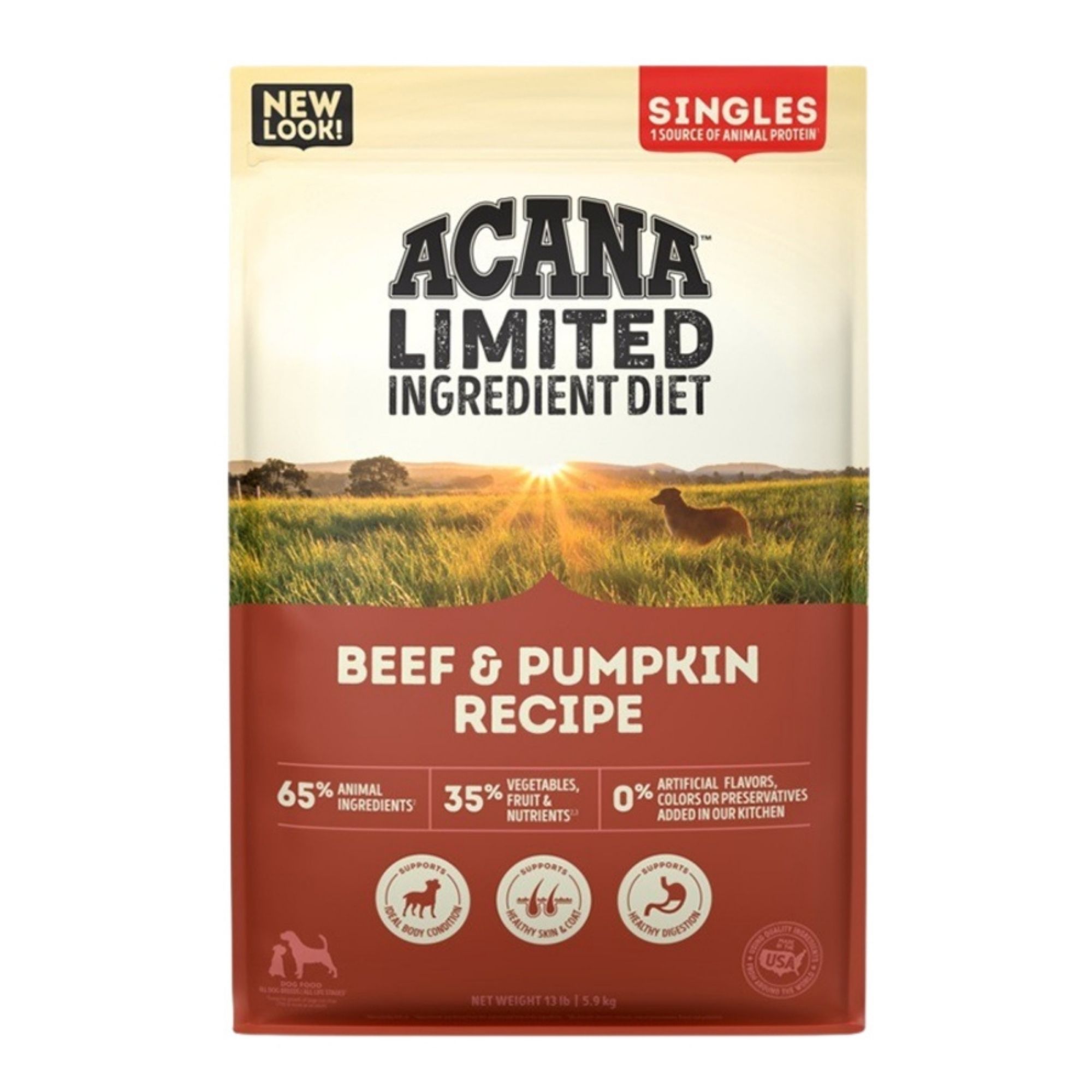Acana Dog Grain Free Singles Beef & Pumpkin Recipe 13Lbs