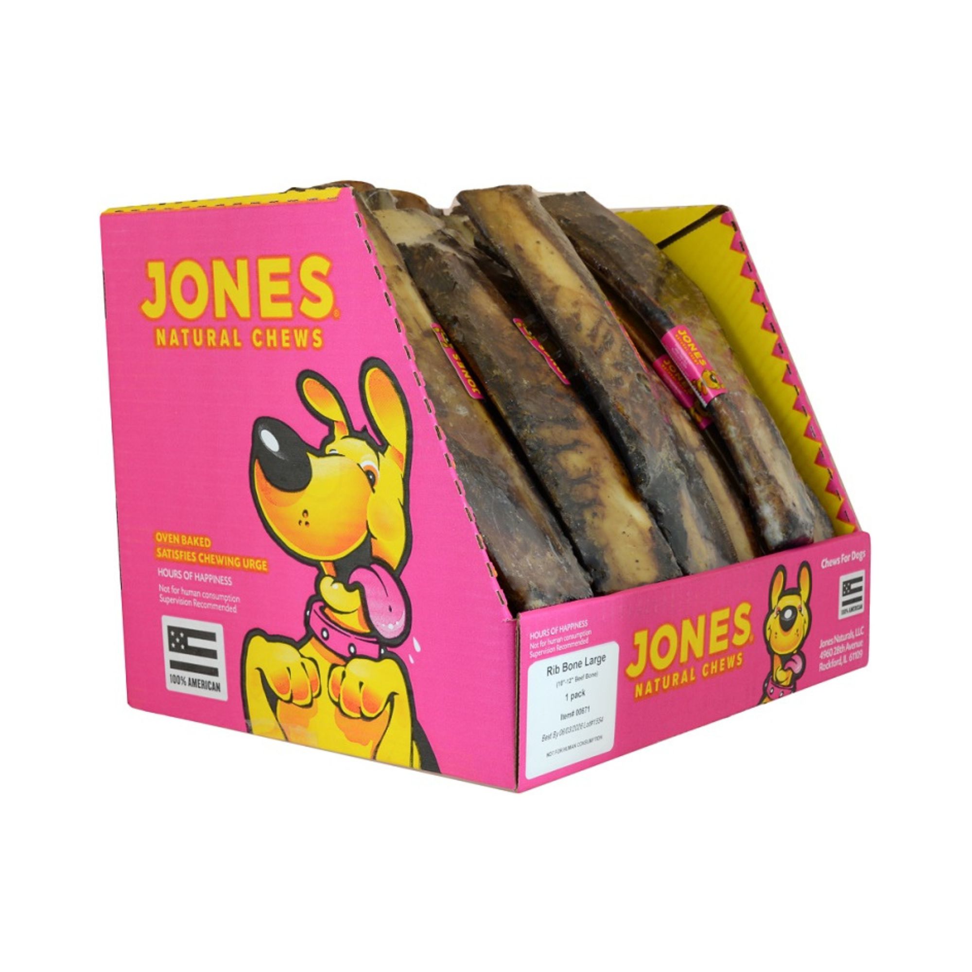 Jones Dog 10-12" Rib Bone Large 30 count Shrink Wrap Display Box