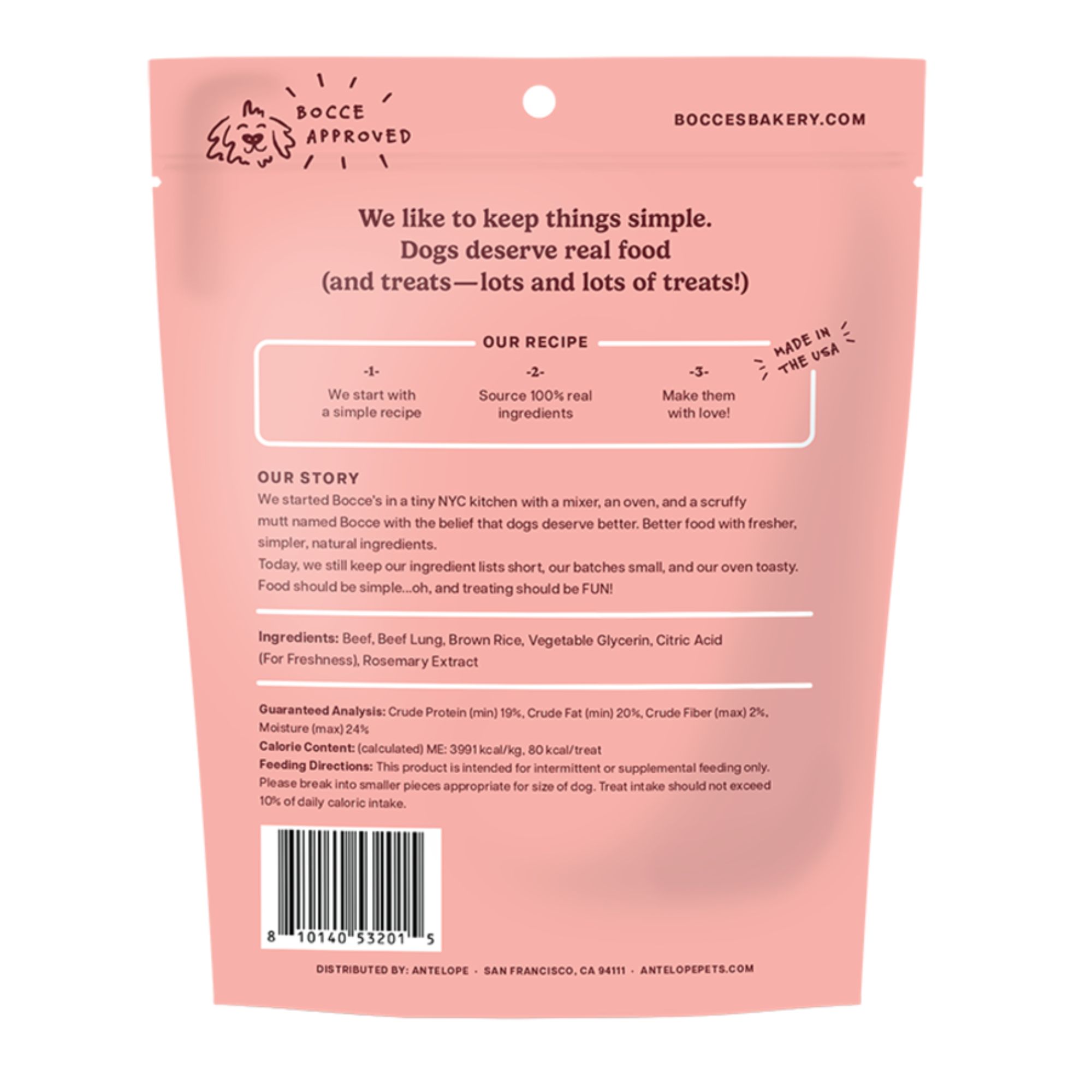 Bocce's Bakery Dog Jerky Protein Cuts Grain Free Chick'N Kettlebells 5oz. - Image 2
