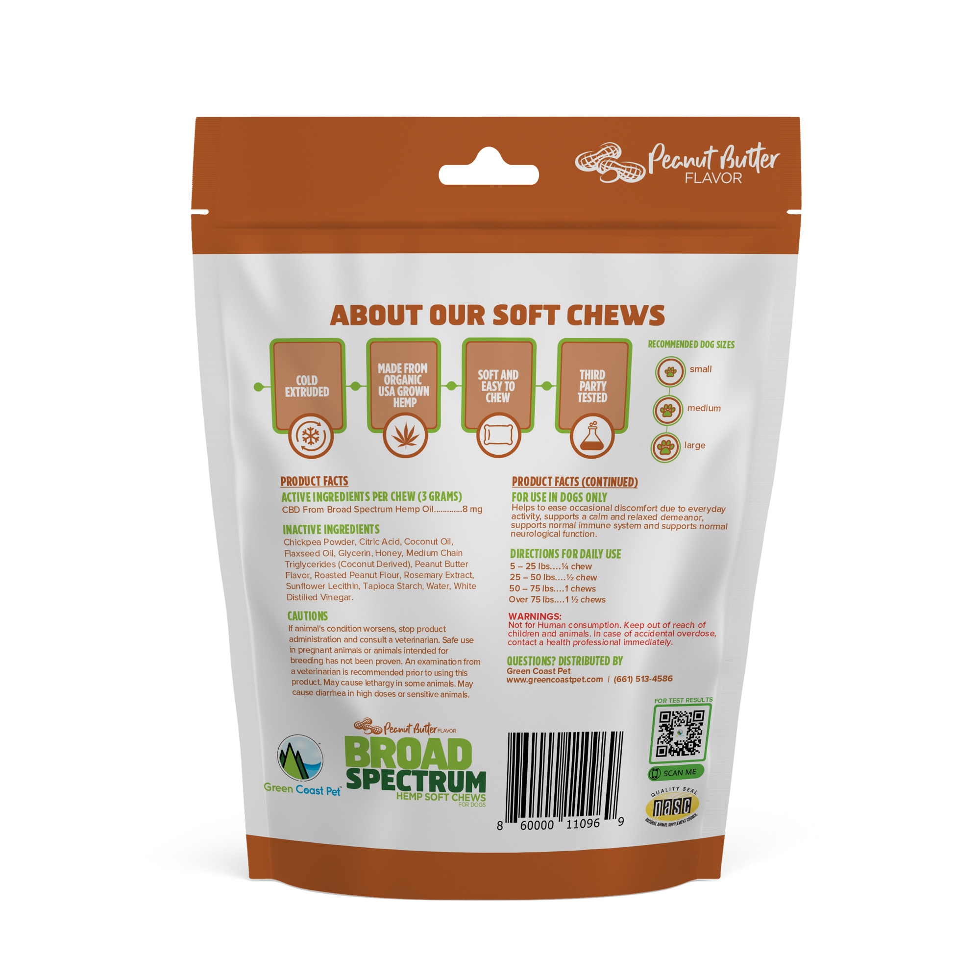 Broad Spectrum Hemp Soft Chews- Peanut Butter Flavor 240 mg (30 Chews) - Image 2
