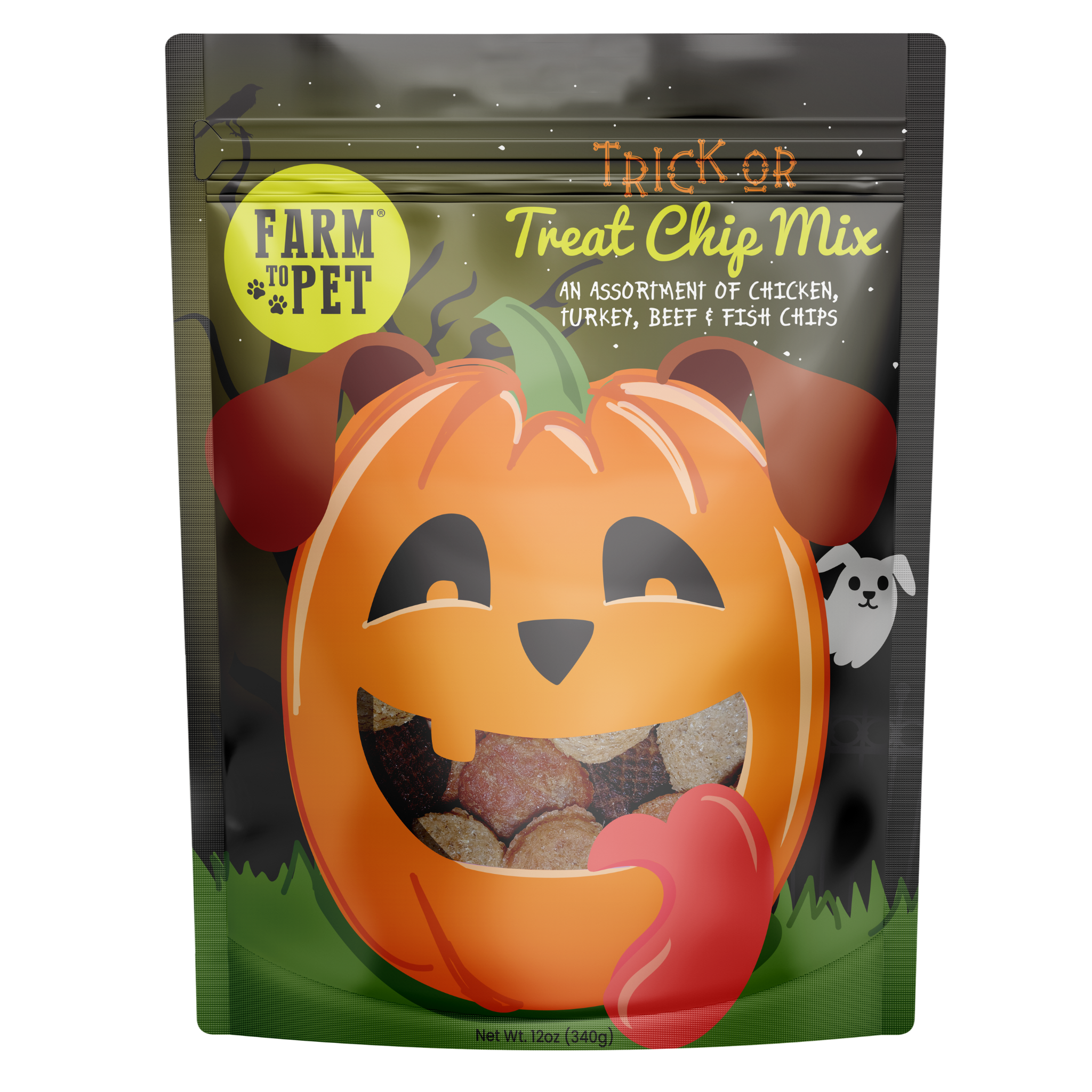 Jack-O-Lantern Halloween Dog Treat Chip Mix 12oz