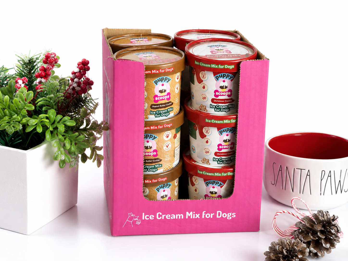 Display Case of 12 Assorted Christmas Puppy Scoops Ice Cream Mixes 2.32 oz (Peanut Butter Cookie and Christmas Cookie) - Image 2