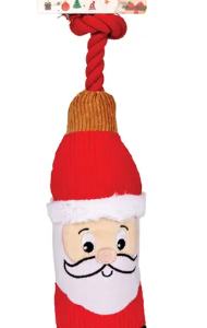 Zanies Holiday Santa Bottle Squeaker Toy