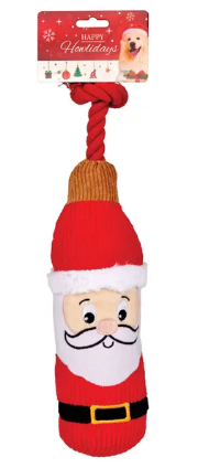 Zanies Holiday Santa Bottle Squeaker Toy