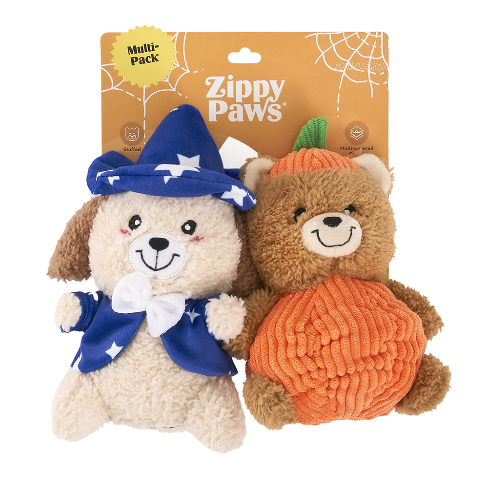 Halloween Cheeky Chumz Jr 2-Pack - Pumpkin Bear, Dog Wizard