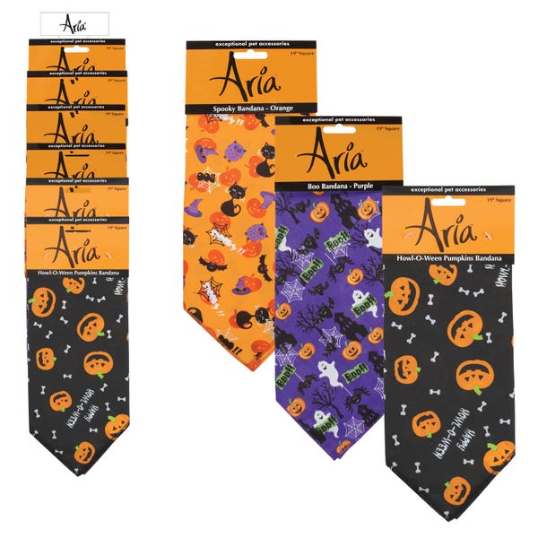 Aria Halloween Bandanas 12Pc Clip Strip