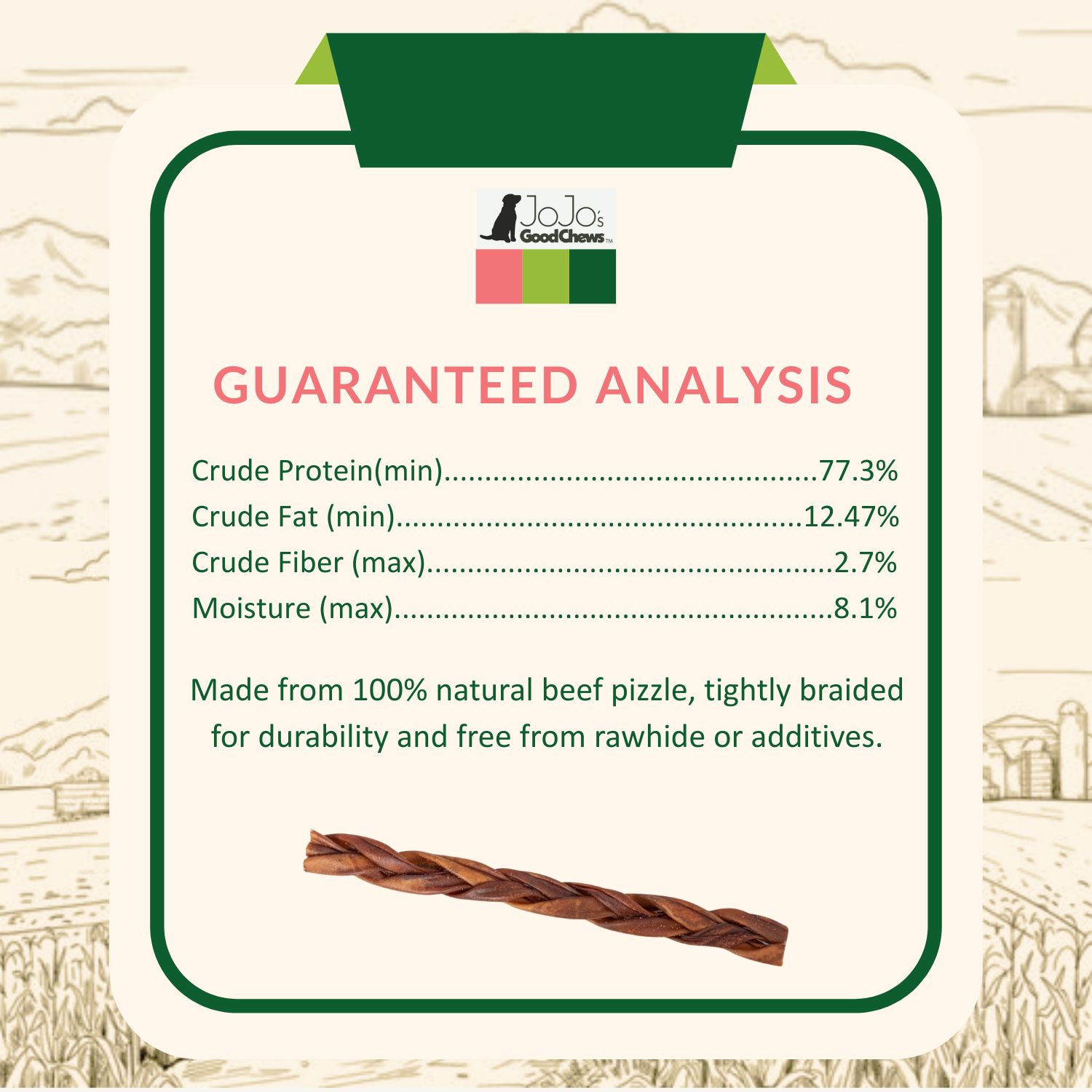 All-Natural Beef Braided Bully Stick Dog Treats - 12" Standard (25-Pack) - Image 2