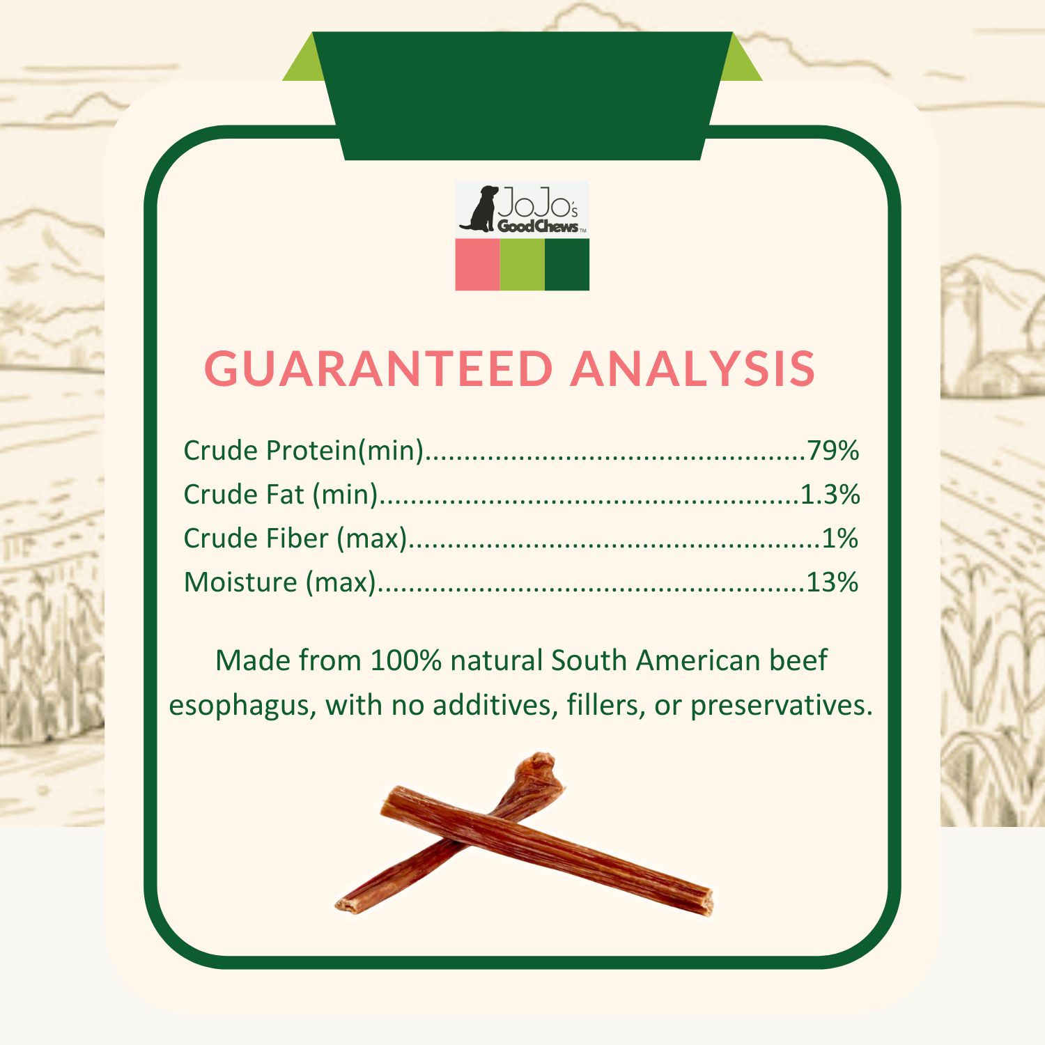 All-Natural Beef Gullet Stick Dog Treats - 6" (25/Bag) - Image 2