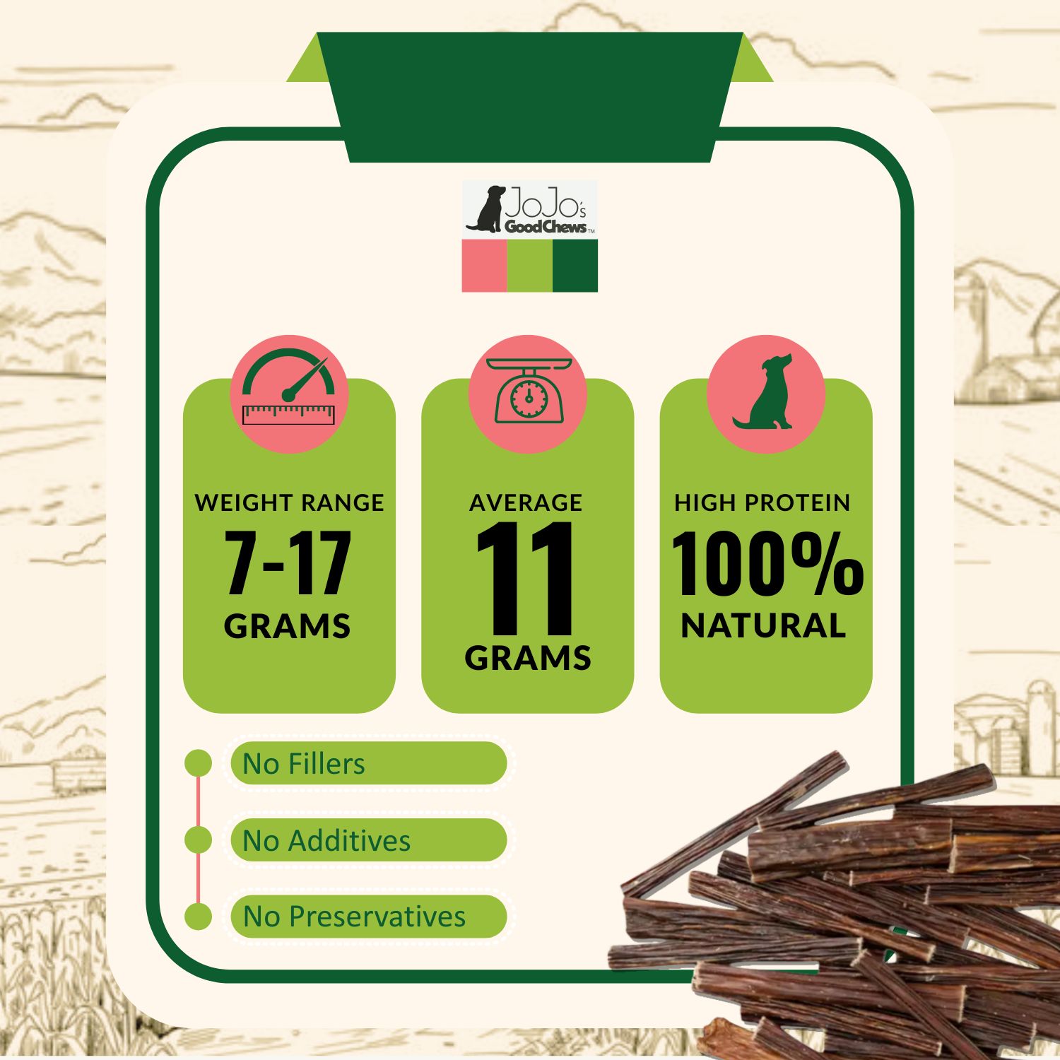All-Natural Beef Gullet Stick Dog Treats - 6" (25/Bag) - Image 3