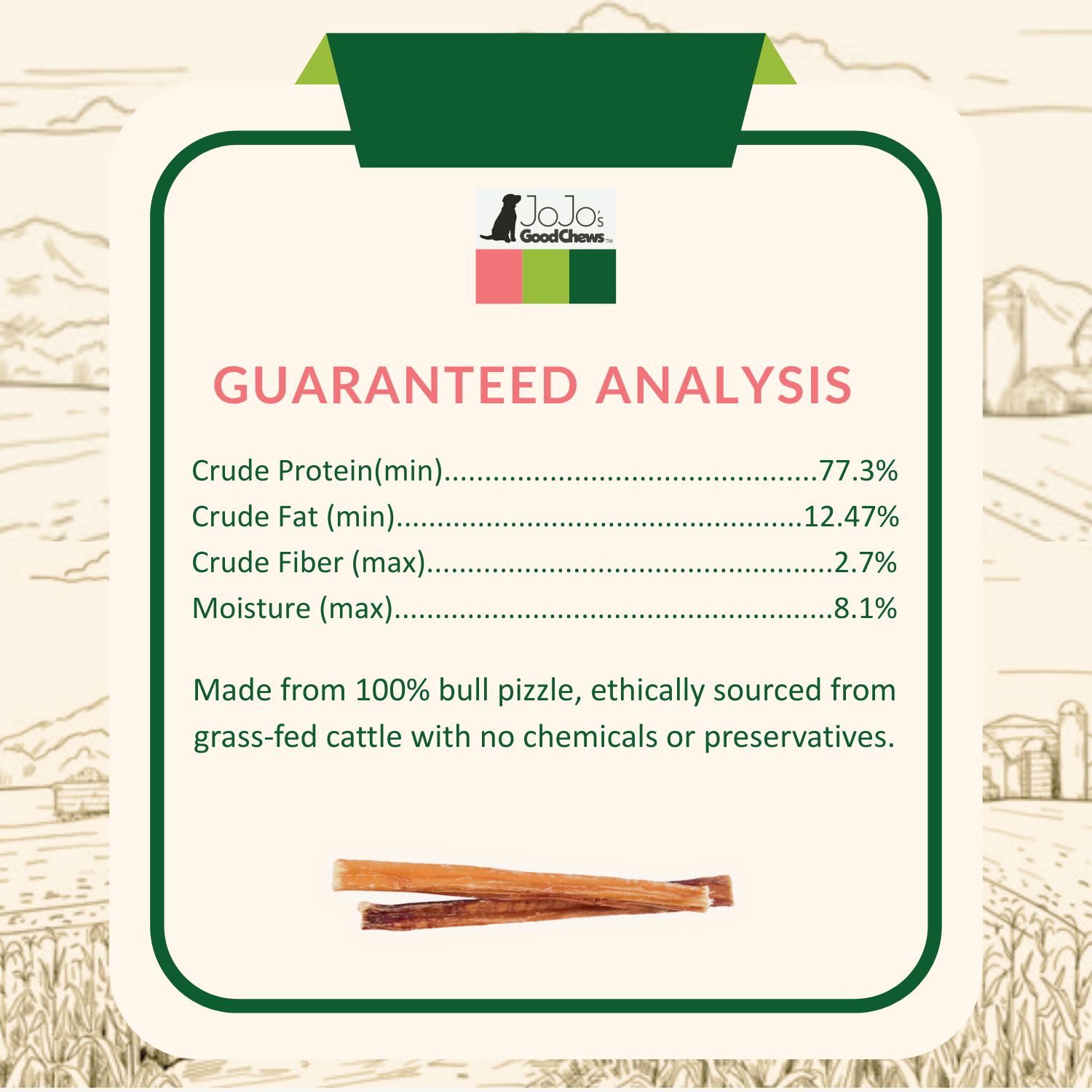 Natural Beef Bully Stick Dog Treats - 6" Standard (25/Bag) - Image 2