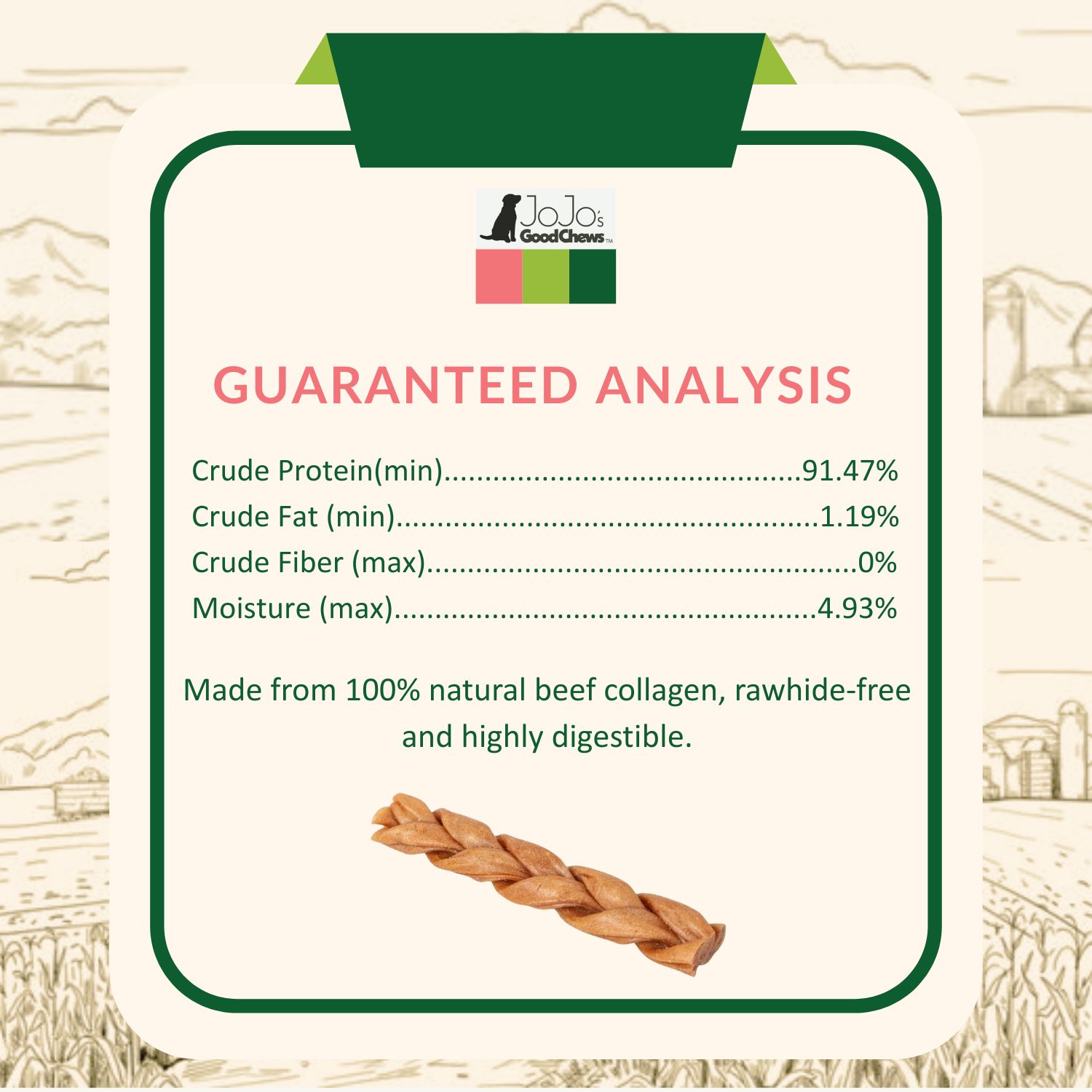 Braided Collagen Stick Dog Treats - 6" Thick (25/case) - Image 2