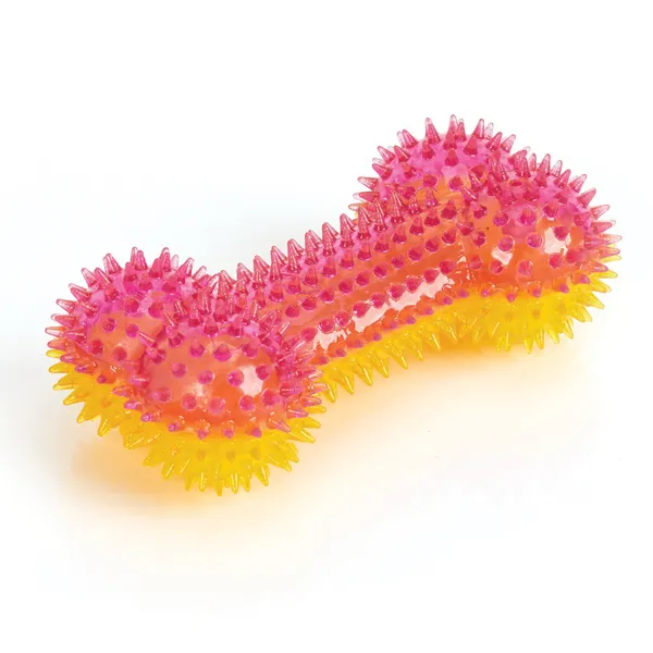 Zanies Squeaky Spike Bone 6.5in Pnk/Yellow - Image 2