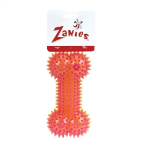 Zanies Squeaky Spike Bone 6.5in Pnk/Yellow