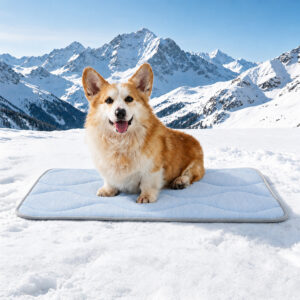 GOOPAWS Dog Cooling Mat, 35" x 23" Non-Slip Self-Cooling Summer Pet Mat for Indoor Outdoor Kennel Floor Use, Blue