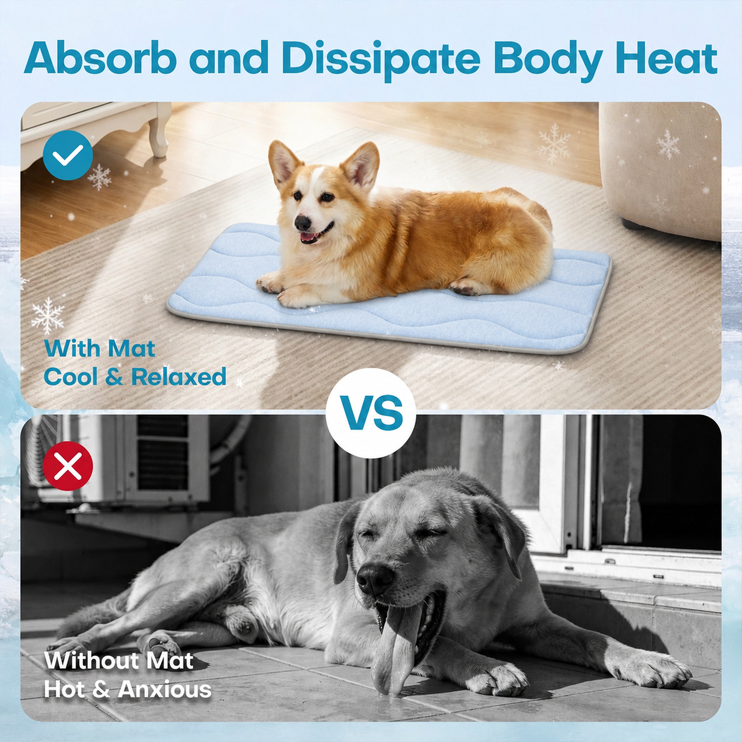 GOOPAWS Dog Cooling Mat, 35" x 23" Non-Slip Self-Cooling Summer Pet Mat for Indoor Outdoor Kennel Floor Use, Blue - Image 6