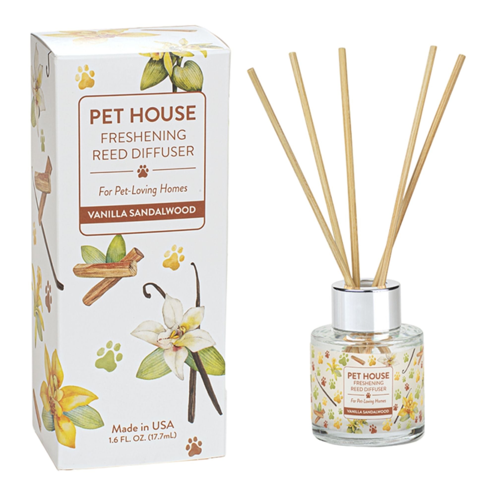 Pet House Vanilla Sandalwood Reed Diffuser - 4 Count