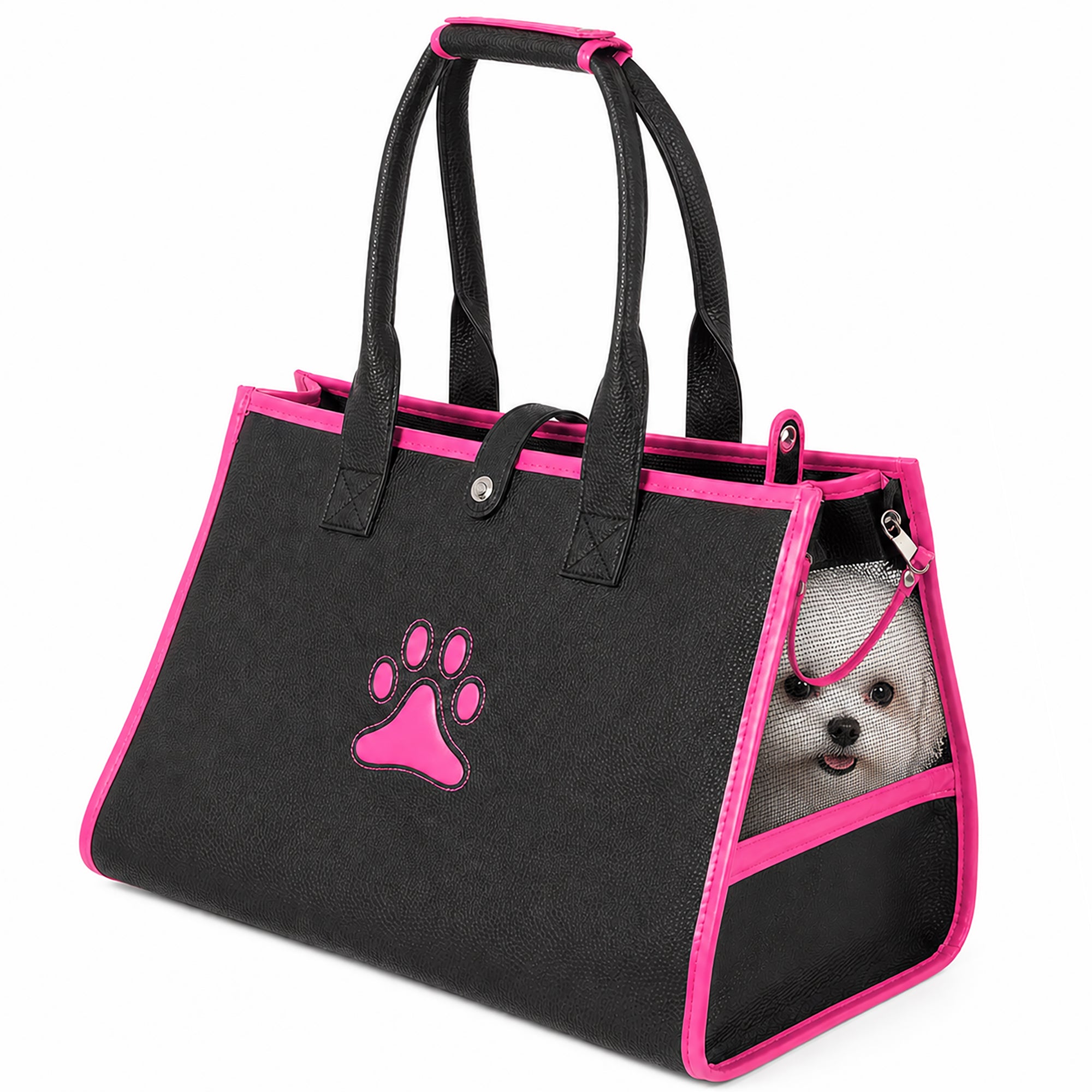 Pet Life ® 'Posh Paw' Elegant Leatherette Designer Fashion Travel Pet Dog Carrier Tote - Image 2