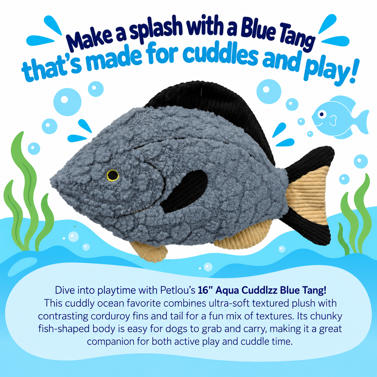 16" Aqua Cuddles - Blue Tang - Image 3