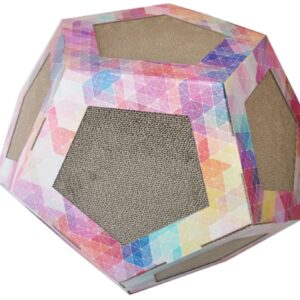 Pet Life ® 'Octagon Puzzle' Designer Premium Quality Kitty Cat Scratcher Lounge Toy & House with Catnip