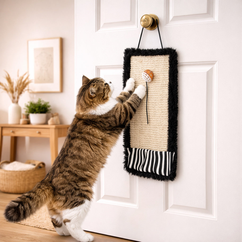 Pet Life ® 'Scrape-Away' Hanging Sisal & Jute Carpet Kitty Cat Scratcher with Toy - Image 4