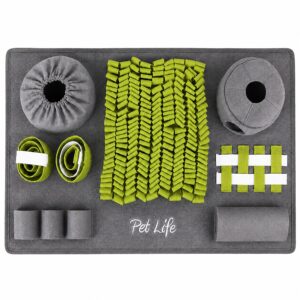 Pet Life ® “ForageScape” Interactive Treat Hiding Multi-Puzzle Pet Snuffle Mat