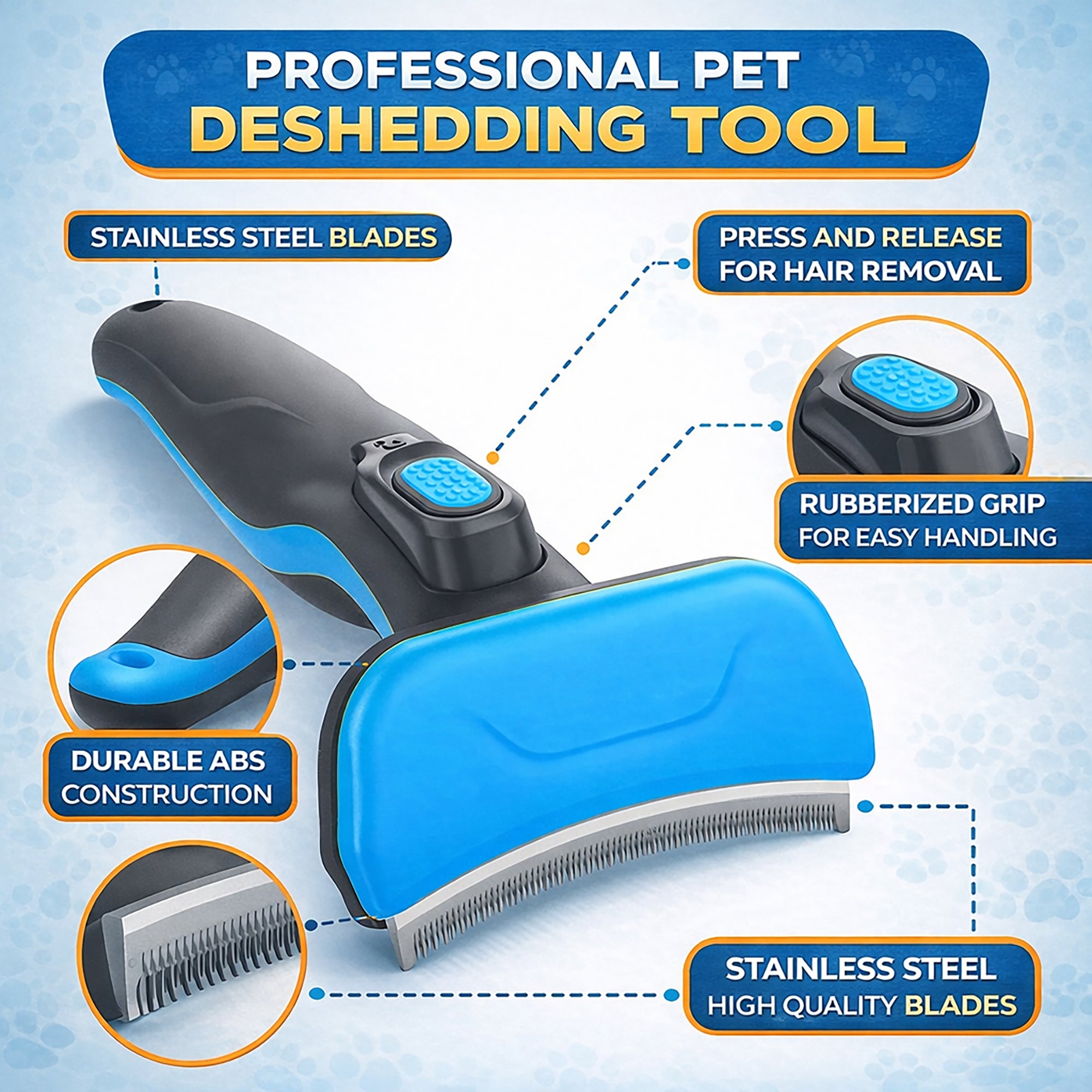 Pet Life ® 'Fur-Guard' Easy Self-Cleaning Grooming Deshedder Pet Comb - Image 4