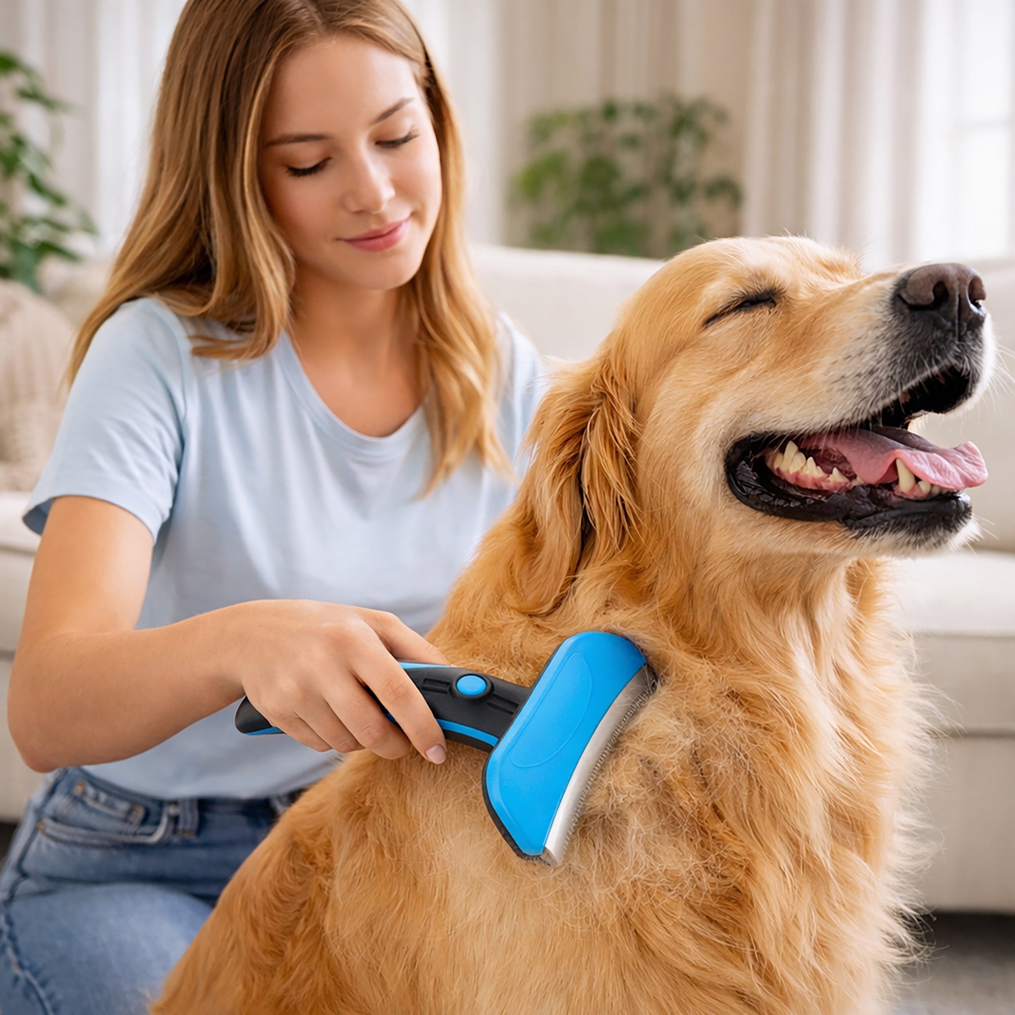 Pet Life ® 'Fur-Guard' Easy Self-Cleaning Grooming Deshedder Pet Comb - Image 6
