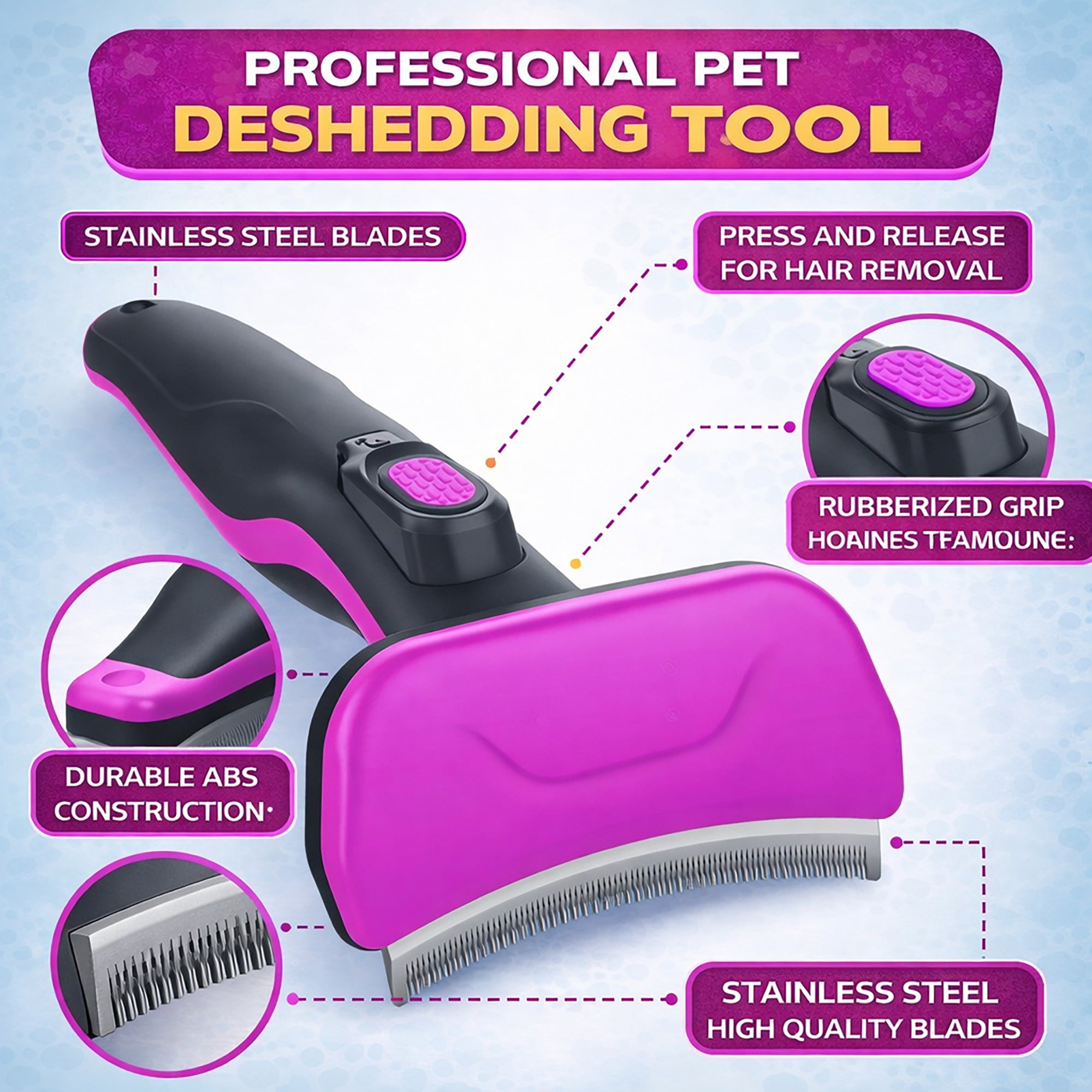 Pet Life ® 'Fur-Guard' Easy Self-Cleaning Grooming Deshedder Pet Comb - Image 14