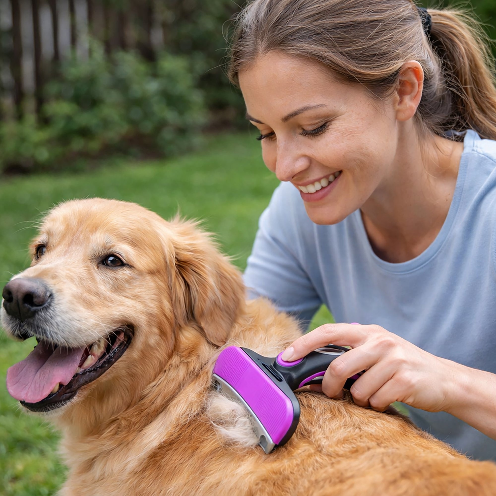 Pet Life ® 'Fur-Guard' Easy Self-Cleaning Grooming Deshedder Pet Comb - Image 16