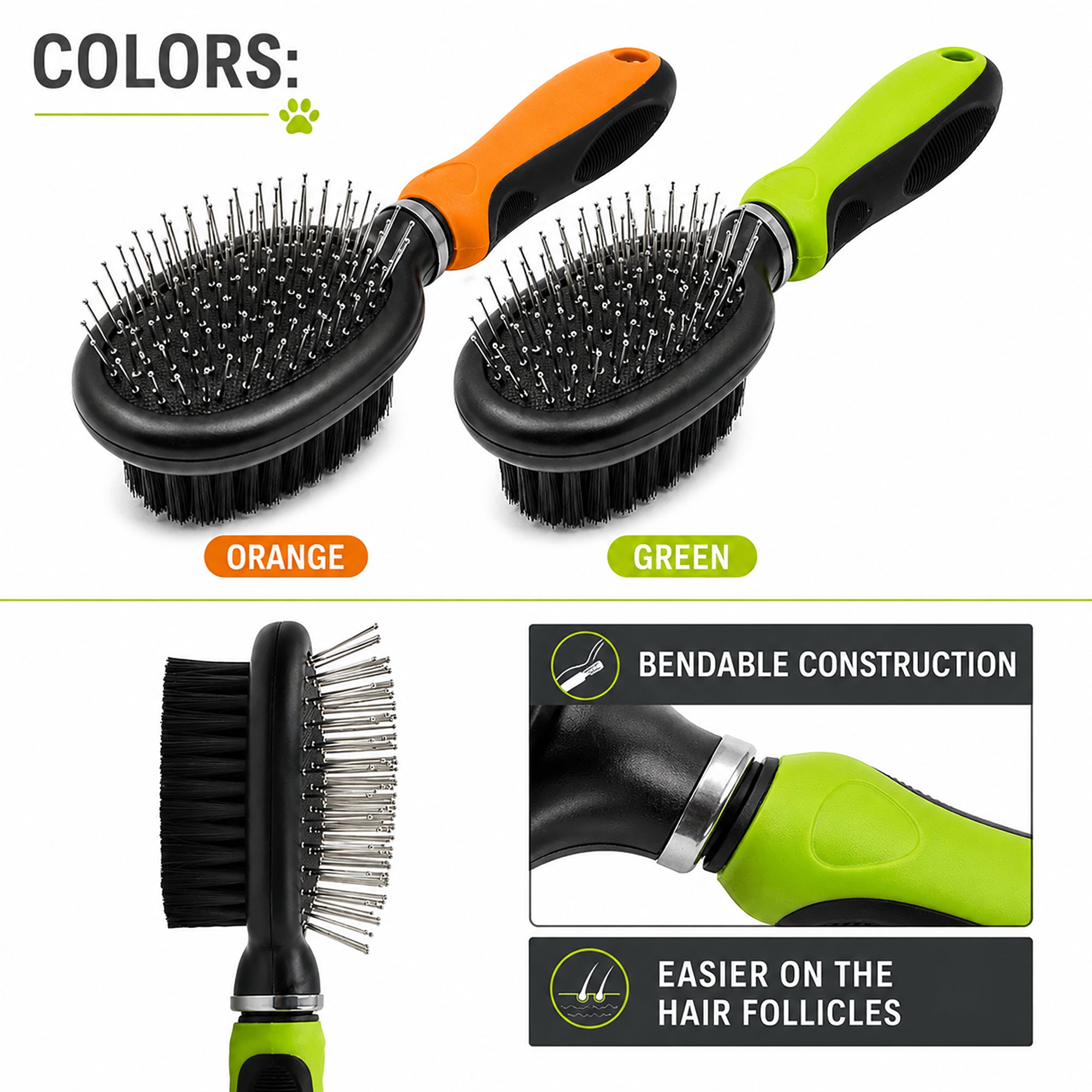 Pet Life ® Flex Series 2-in-1 Dual-Sided Pin and Bristle Grooming Pet Brush - Image 13