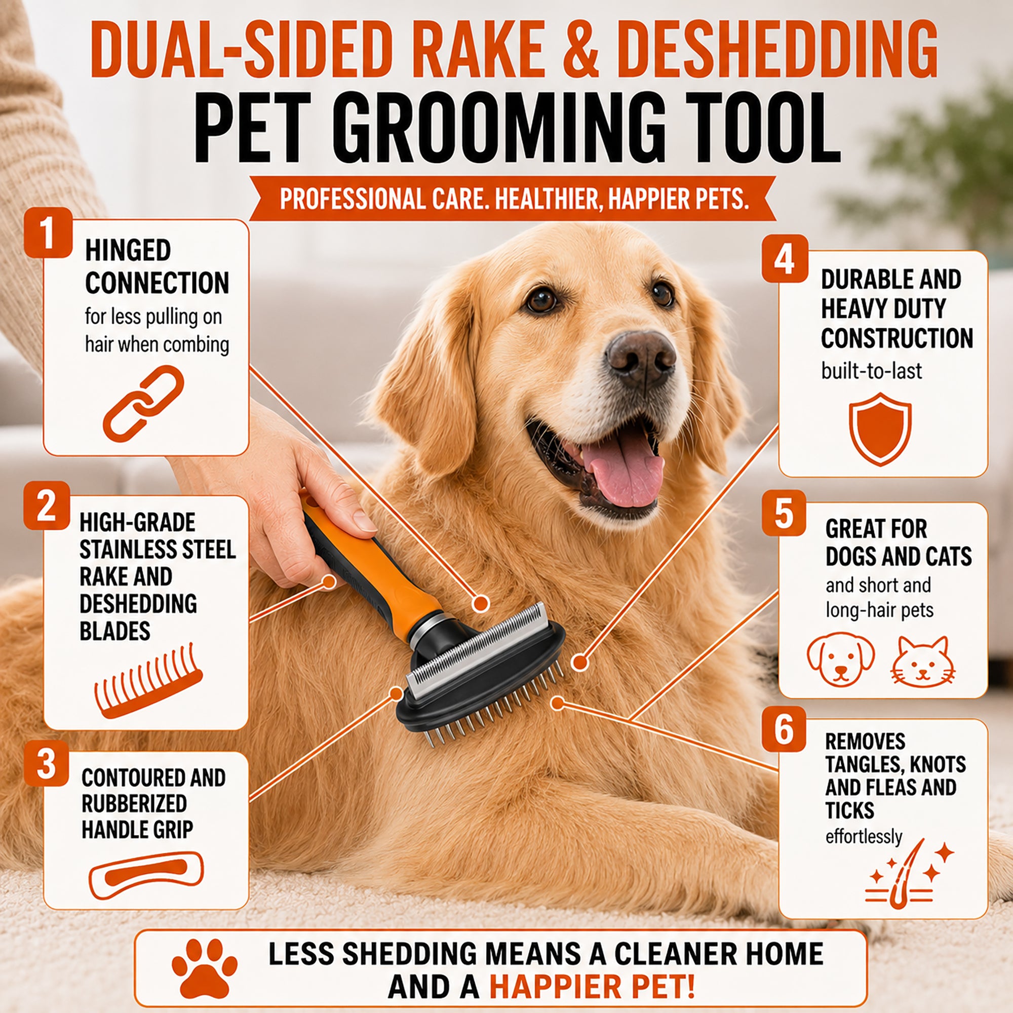 Pet Life ® Flex Series 2-in-1 Dual-Sided Grooming Undercoat Pet Rake and Deshedder - Image 7