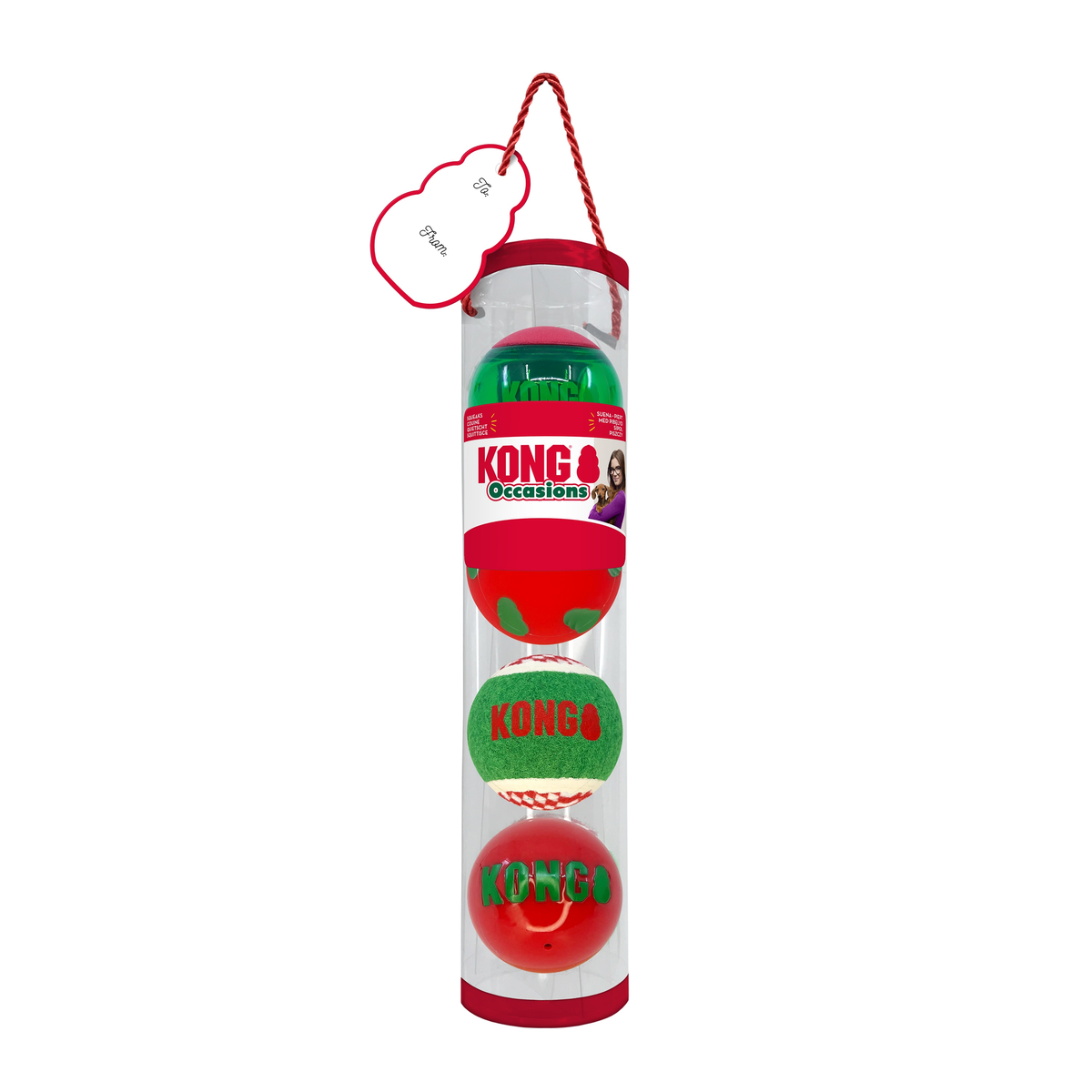 KONG Holiday Occasions Balls 4-pk Dog Toy Md - Image 2