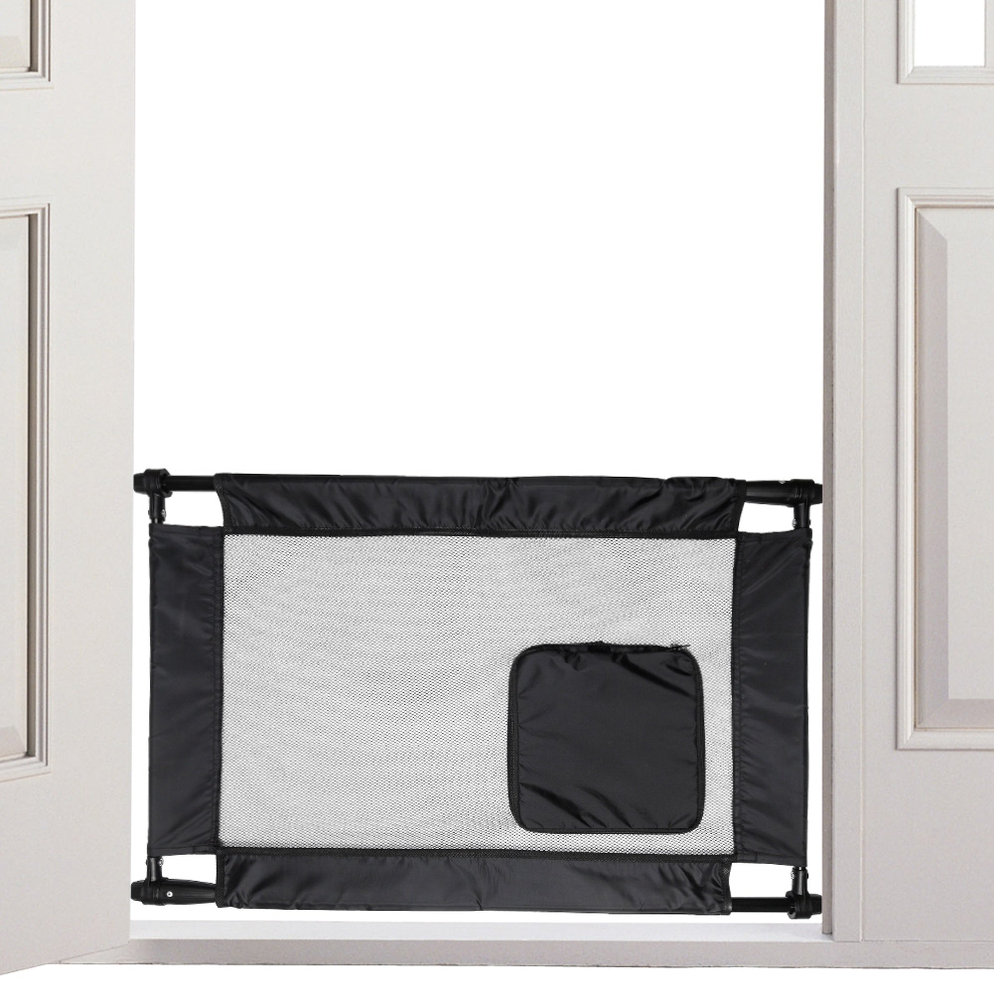 Pet Life ® 'Porta Gate' Anti-Drilling Nylon Mesh Collapsible Folding Travel Safety Pet Cat Dog Gate w/ Zippered Entrance - Image 5