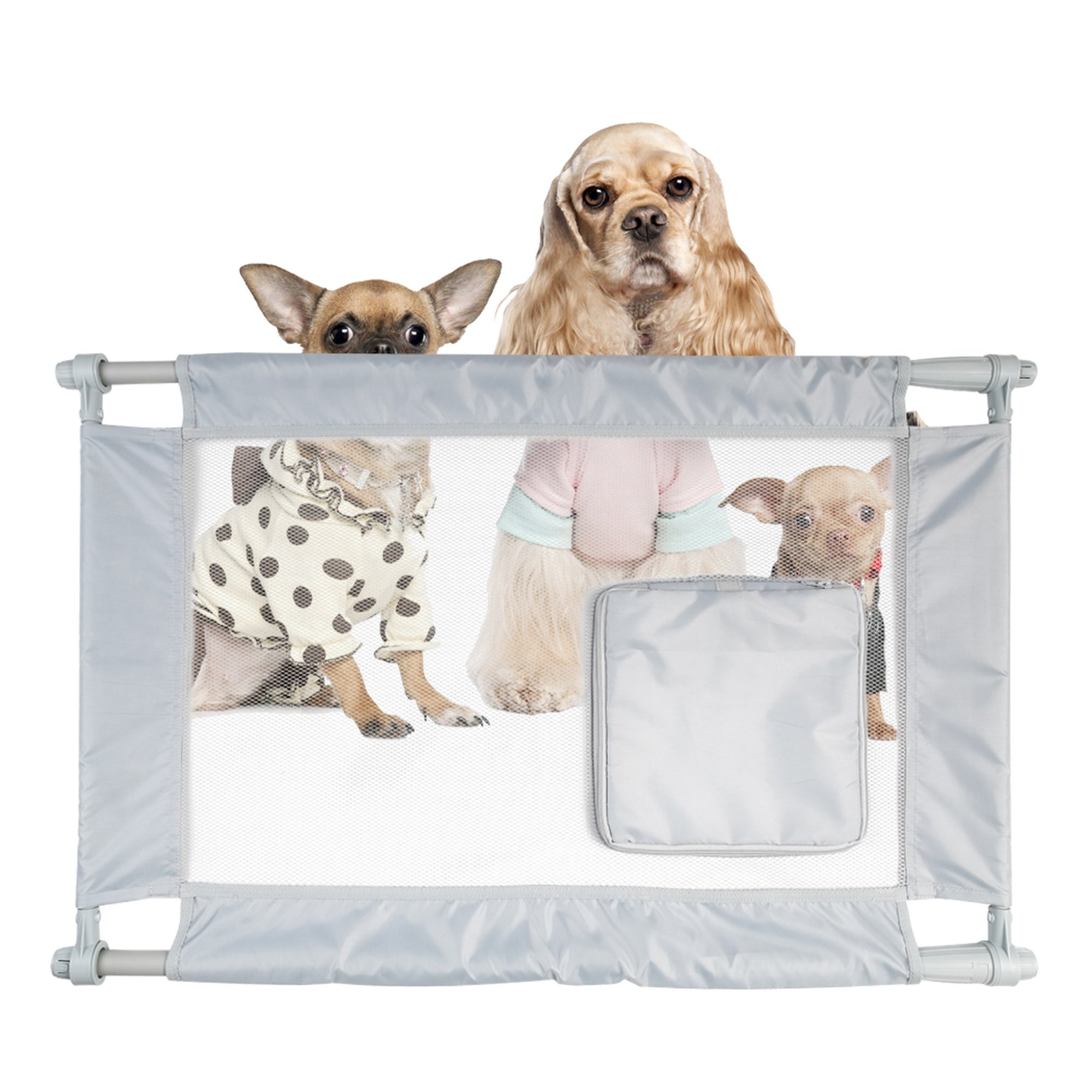 Pet Life ® 'Porta Gate' Anti-Drilling Nylon Mesh Collapsible Folding Travel Safety Pet Cat Dog Gate w/ Zippered Entrance - Image 14