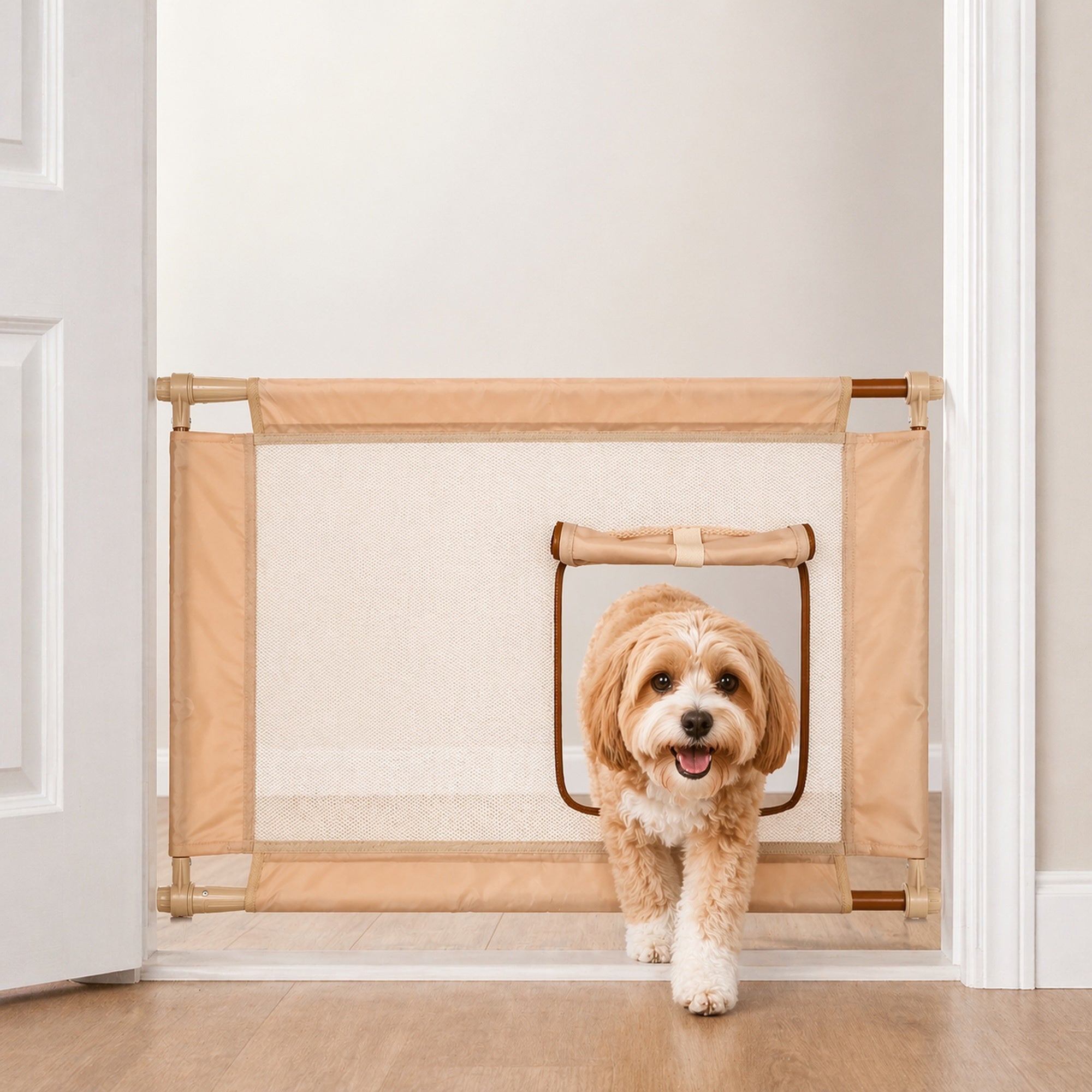 Pet Life ® 'Porta Gate' Anti-Drilling Nylon Mesh Collapsible Folding Travel Safety Pet Cat Dog Gate w/ Zippered Entrance - Image 21