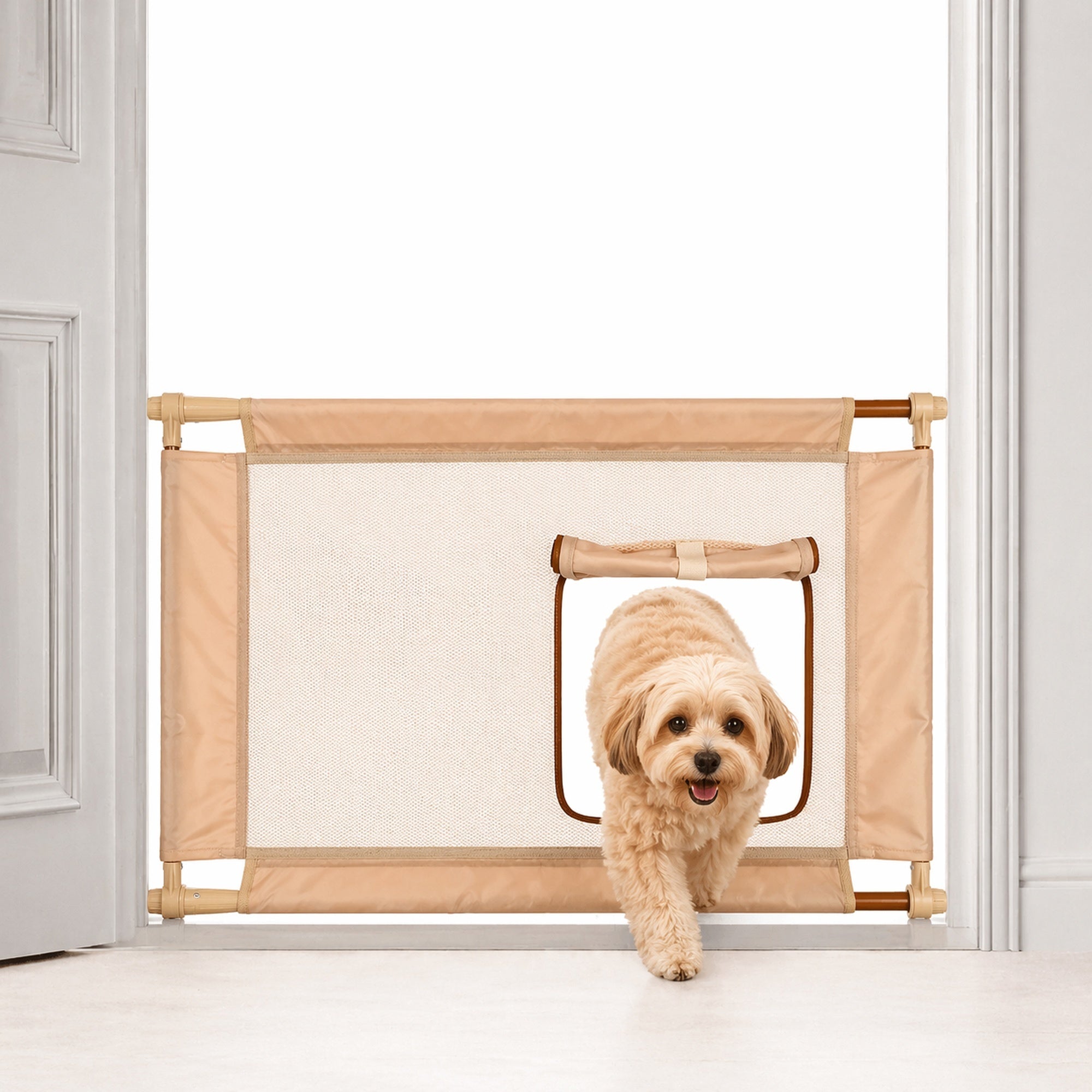 Pet Life ® 'Porta Gate' Anti-Drilling Nylon Mesh Collapsible Folding Travel Safety Pet Cat Dog Gate w/ Zippered Entrance - Image 23